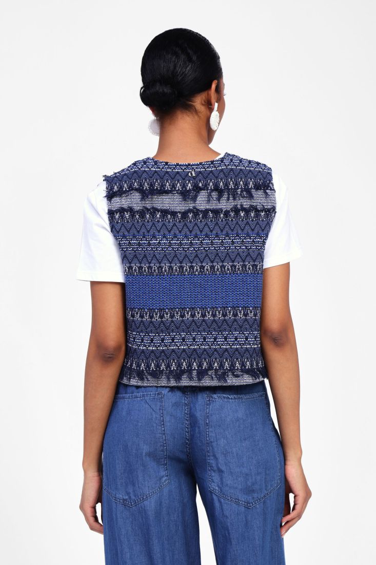 DIxie - Gilet fantasia astratta chiusura con lacci