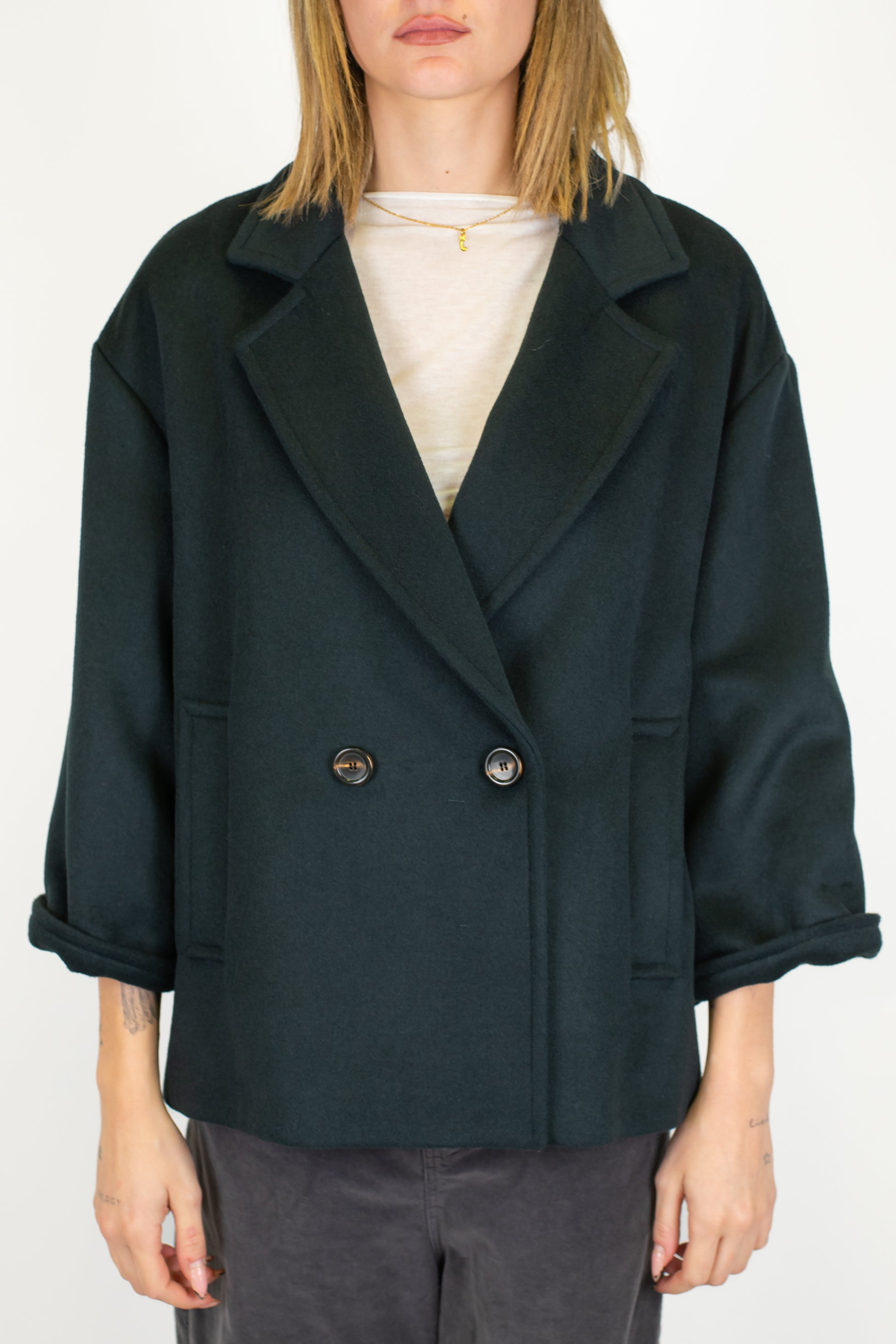 Motel - Cappotto corto doppiopetto in misto lana