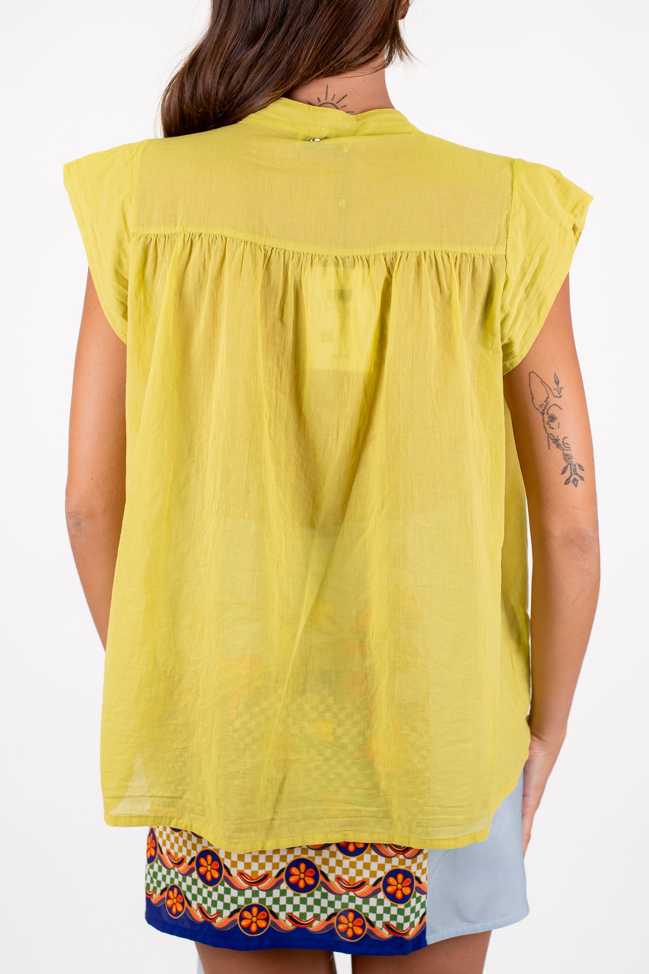 Dixie - Camicia giromaniche in mussola di cotone con alette