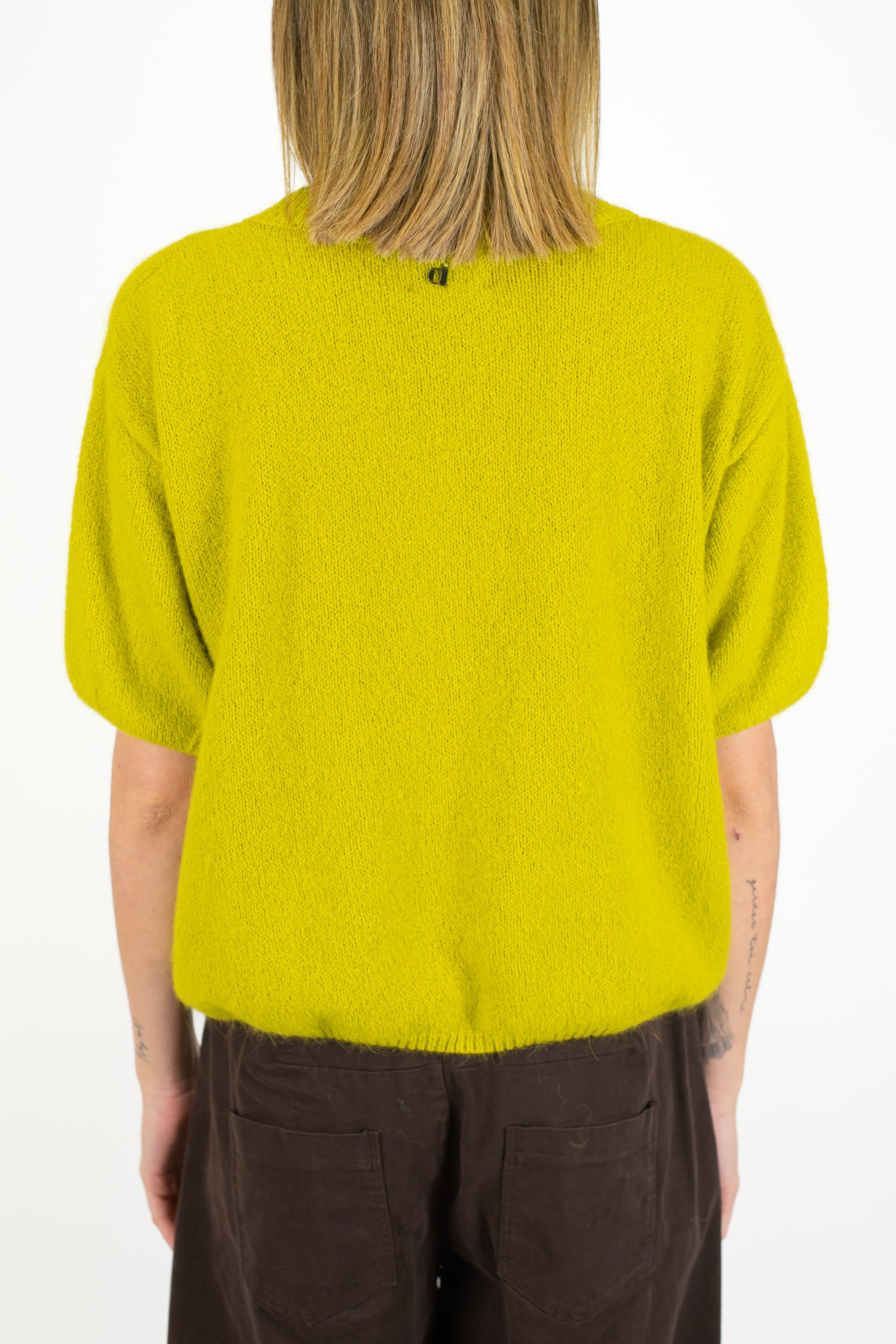 Dixie - Maglia girocollo mezzamanica in lana angora