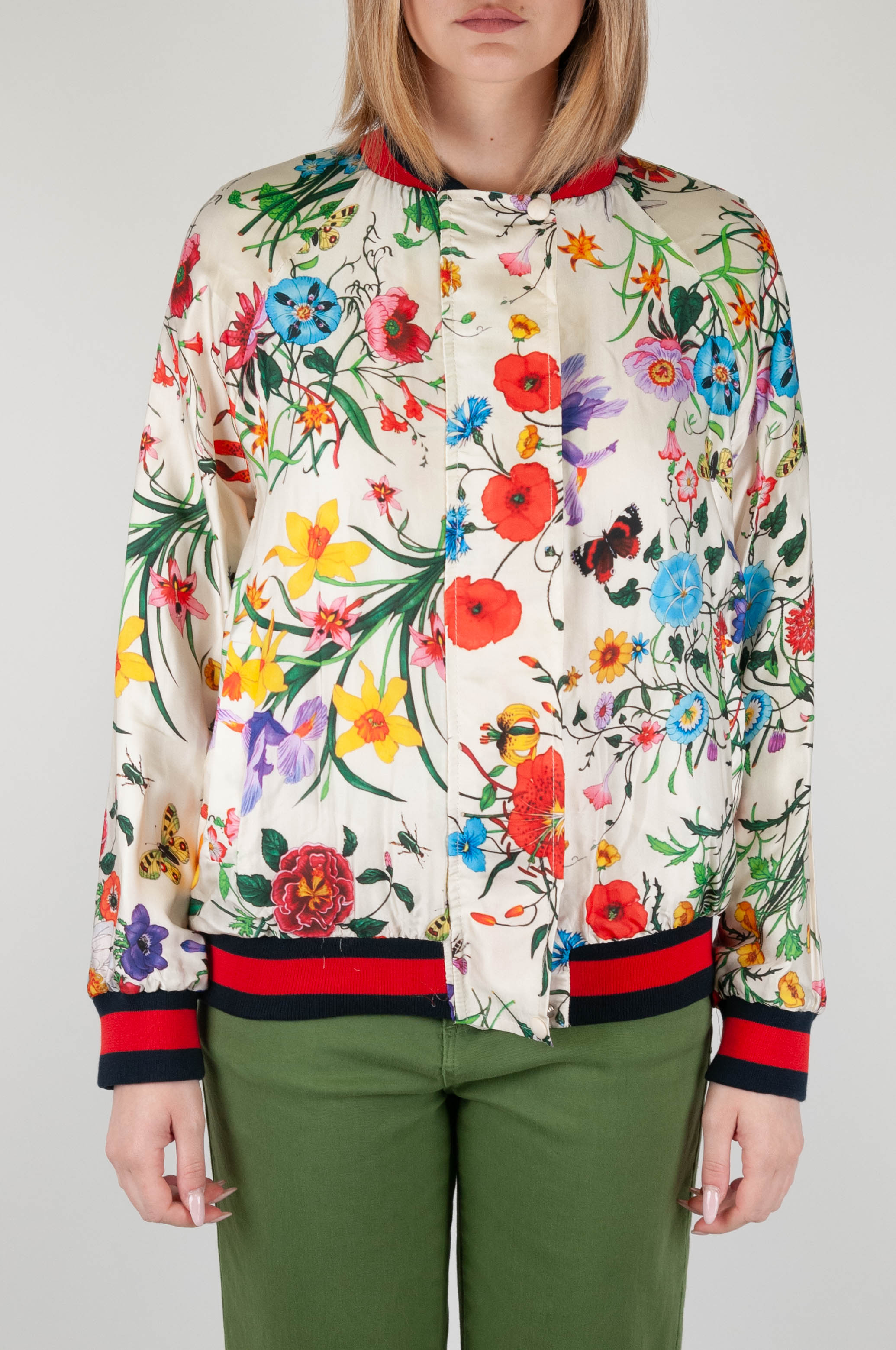 Tension in - Floral patterned viscose bomber jacket