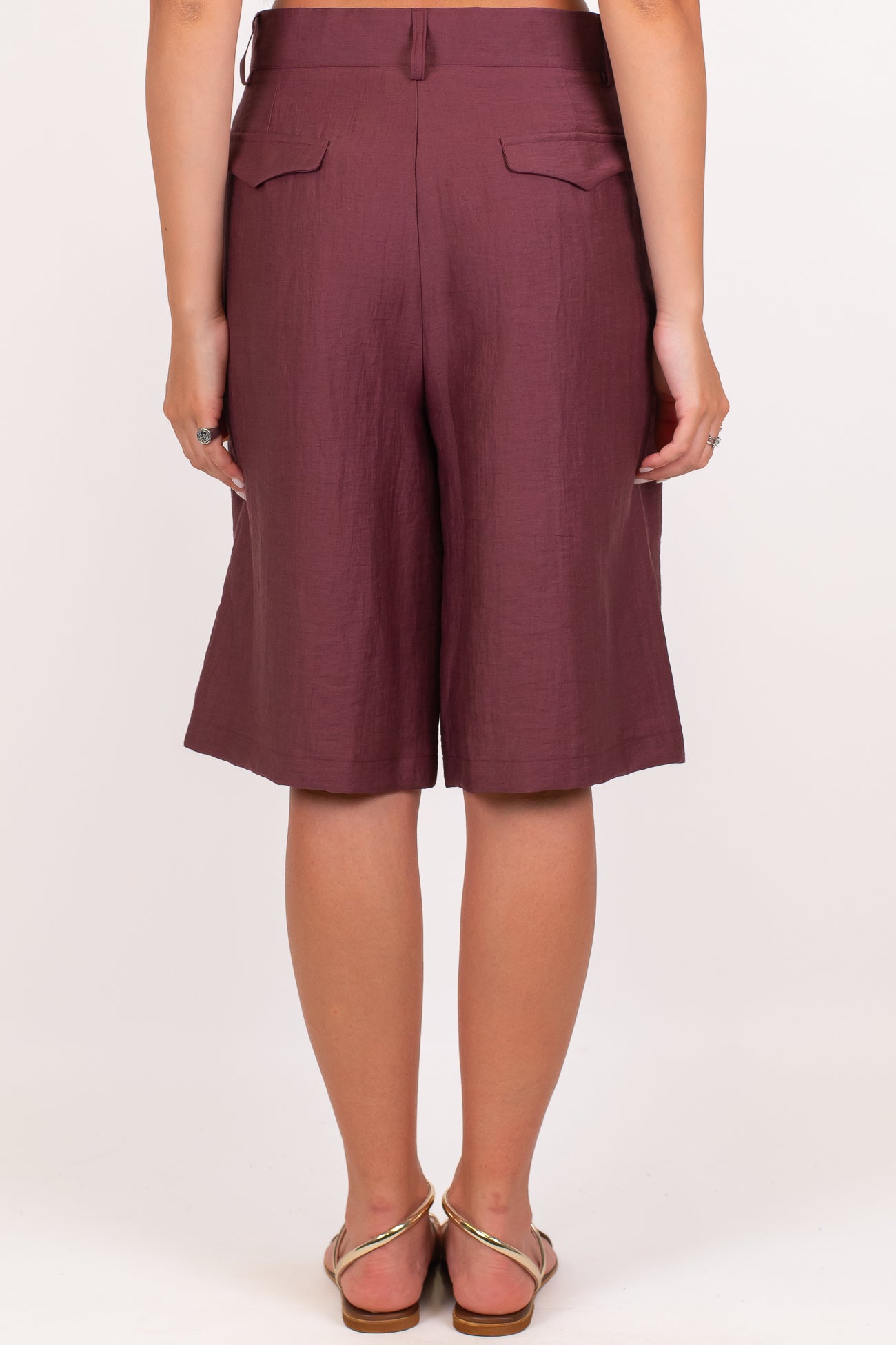 Dixie - Bermuda in misto lino con pinces