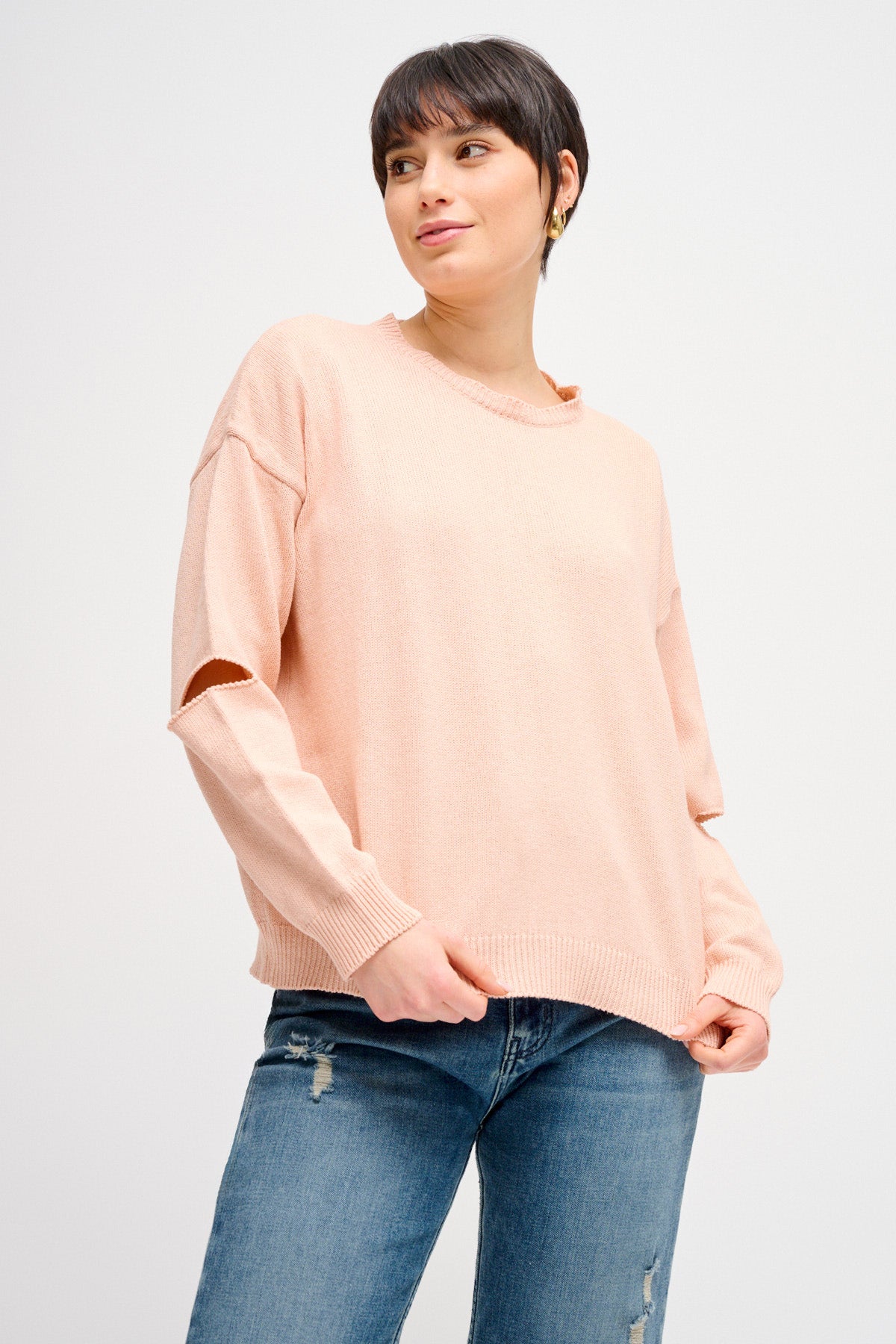 Maryley - Maglia girocollo con spacchetti sui gomiti