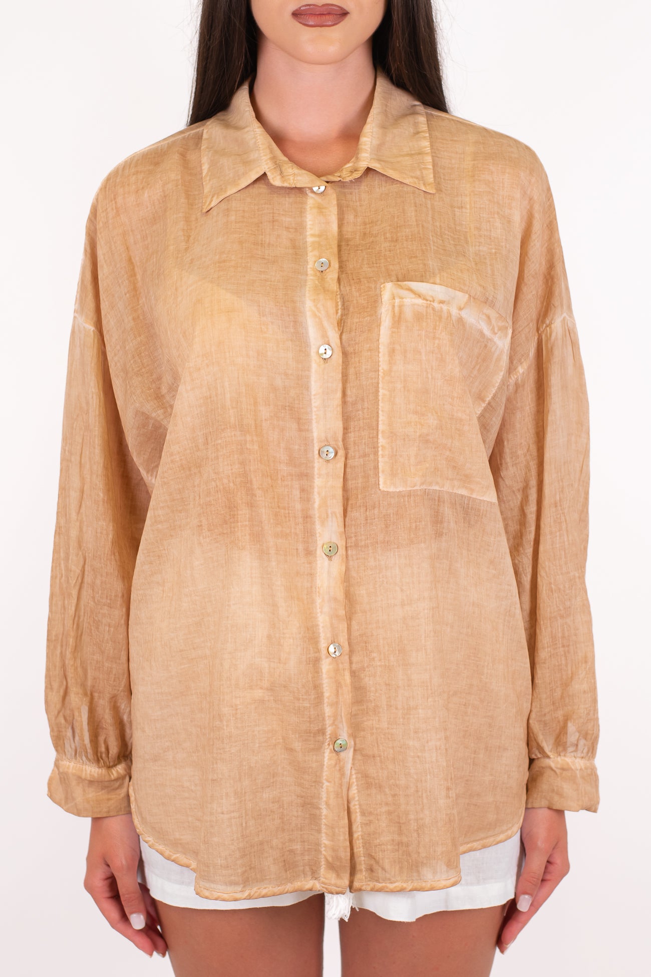 Haveone - Camicia over in mussola di cotone con tasca