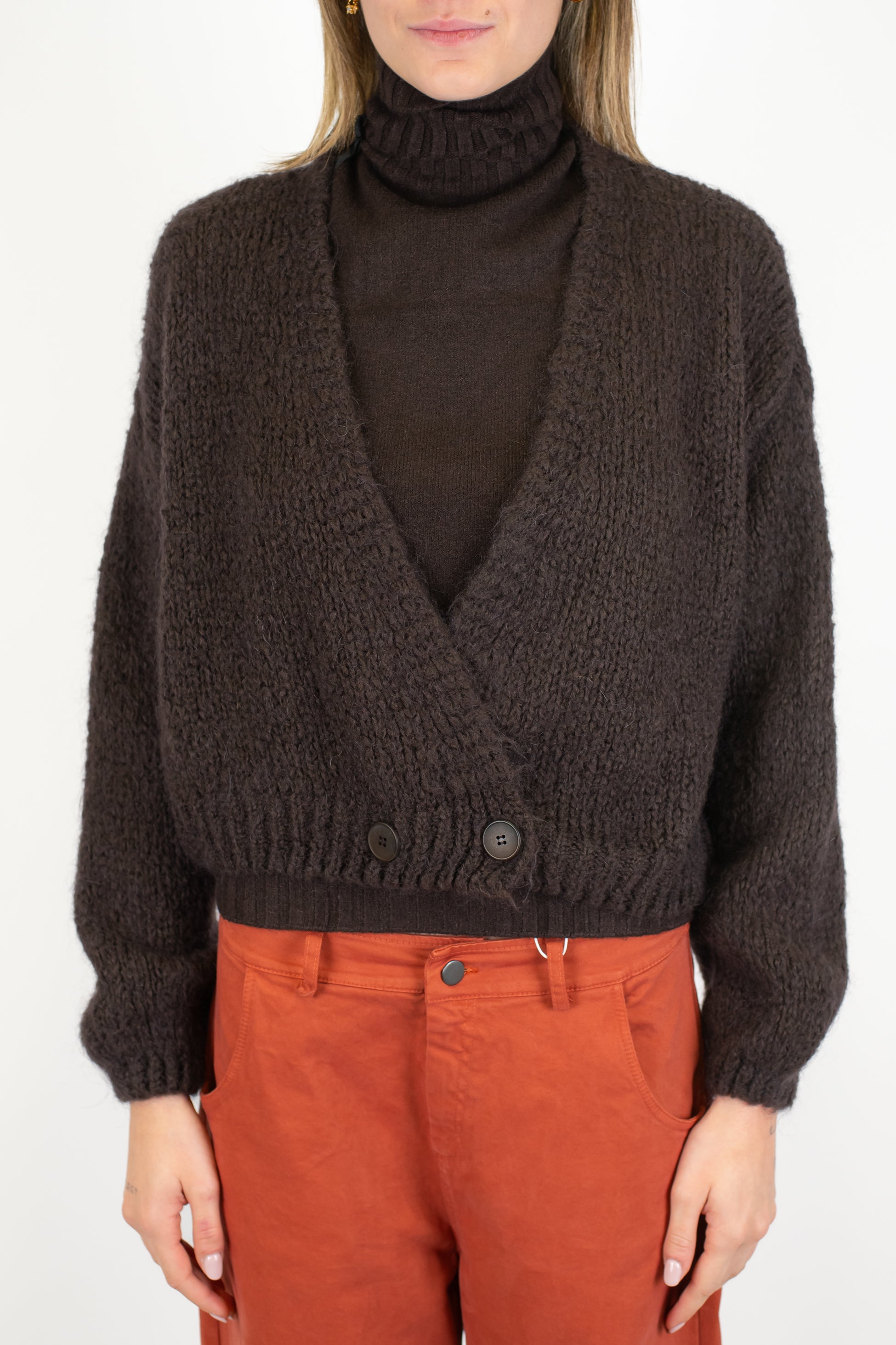 Dixie - Cardigan con doppiopetto in misto lana mohair con bottoni sul fondo