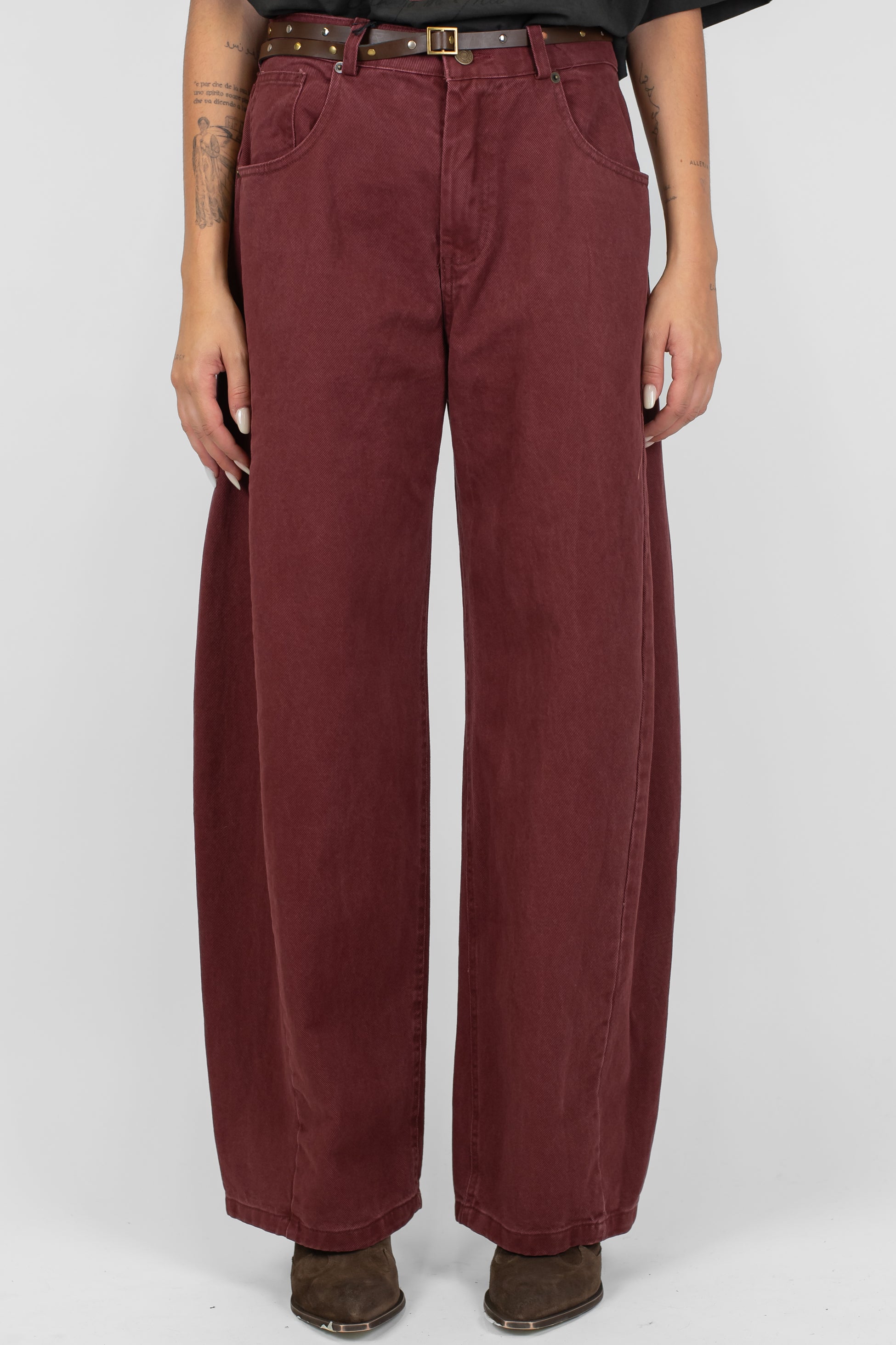 Tensione in - Pantalone regualr a gamba ampia in denim colorato