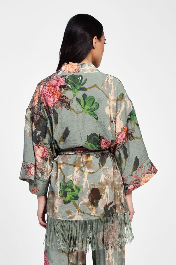 Dixie - Giacca kimono fantasia con frange