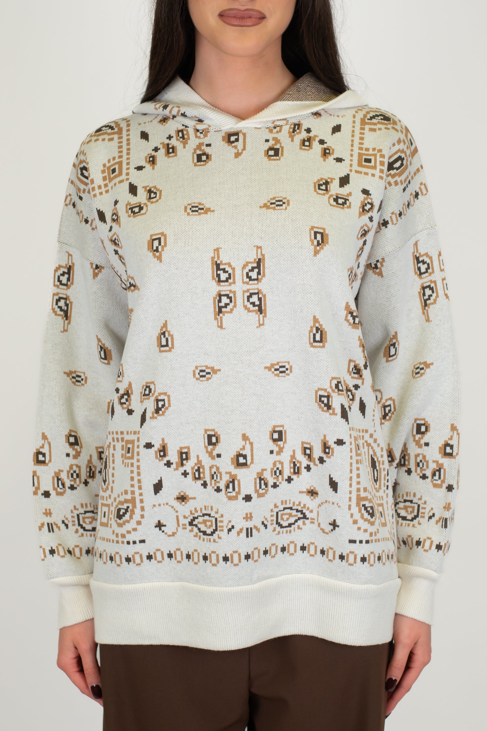 Motel - Maglia in cotone fantasia bandana con cappuccio