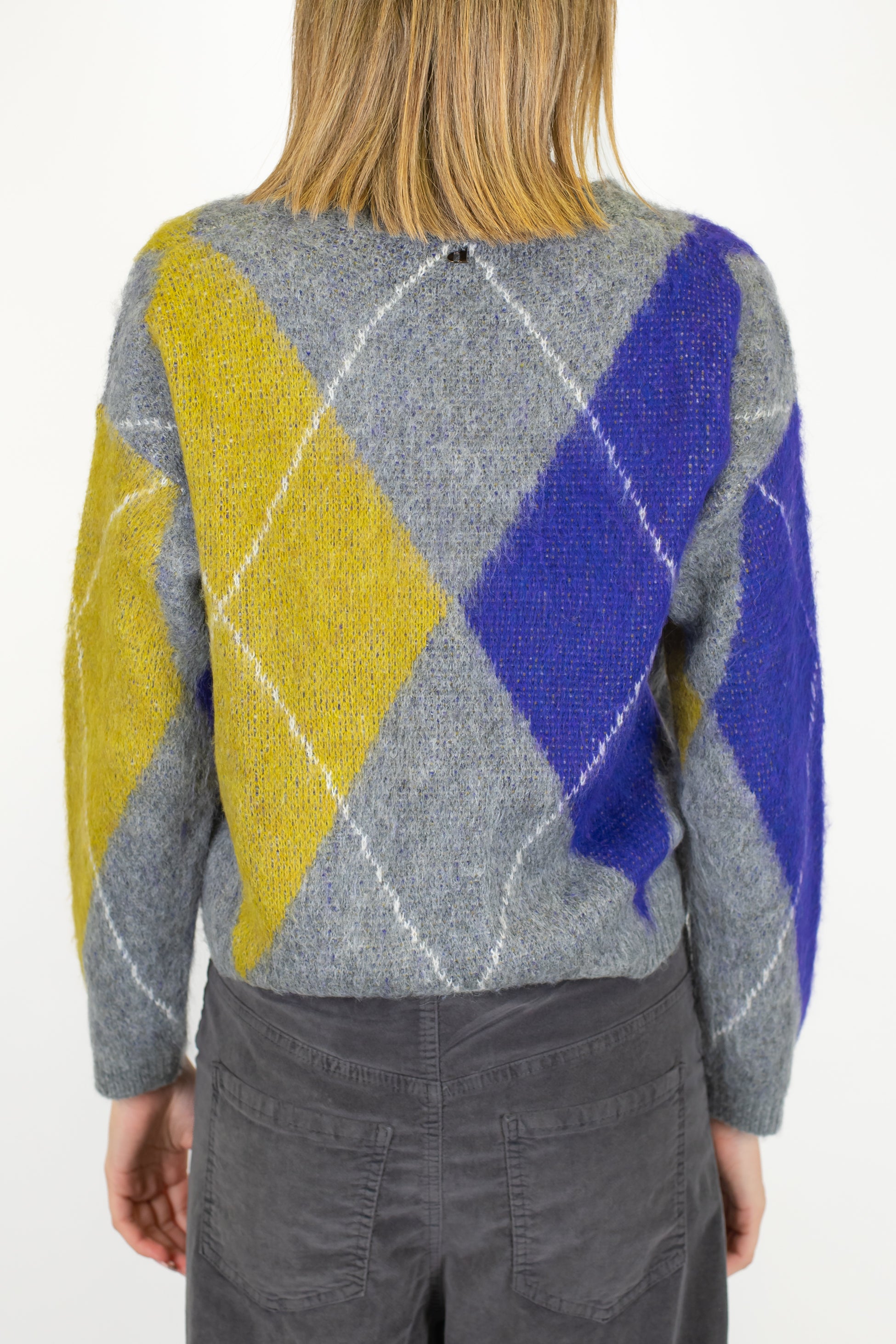 Dixie - Maglia fantasia rombi a contrasto in misto lana