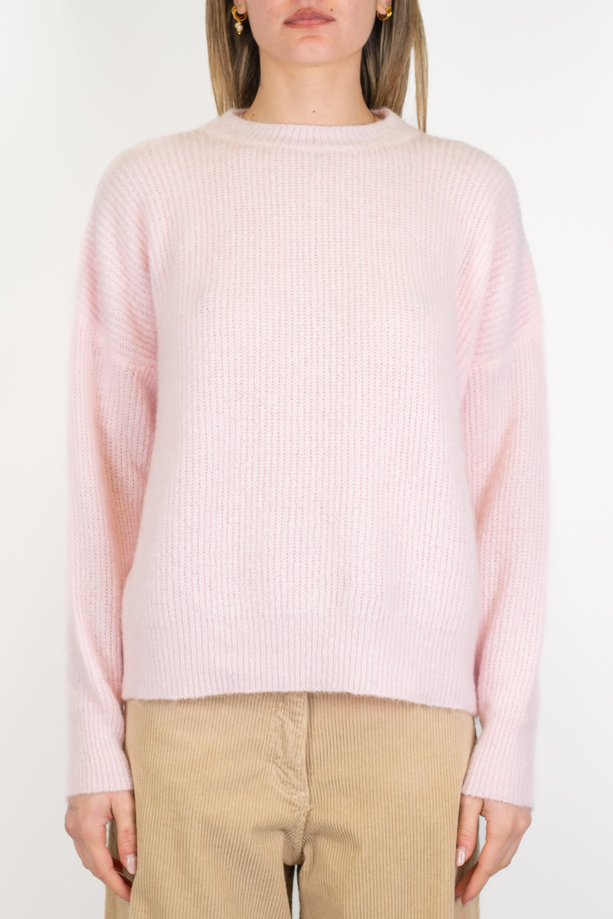 Tensione in - Maglia a scatola in misto lana con costine