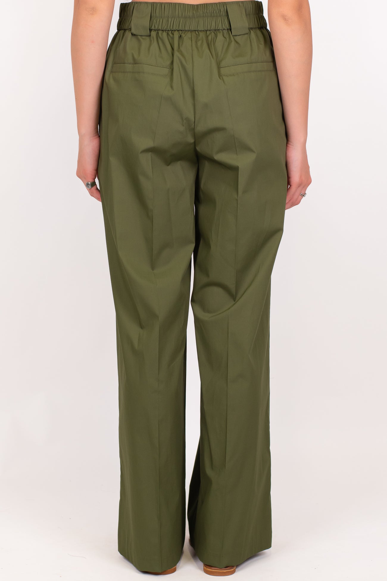 Tensione in - Pantalone palazzo in cotone leggero tela paracadute con elastico sul retro