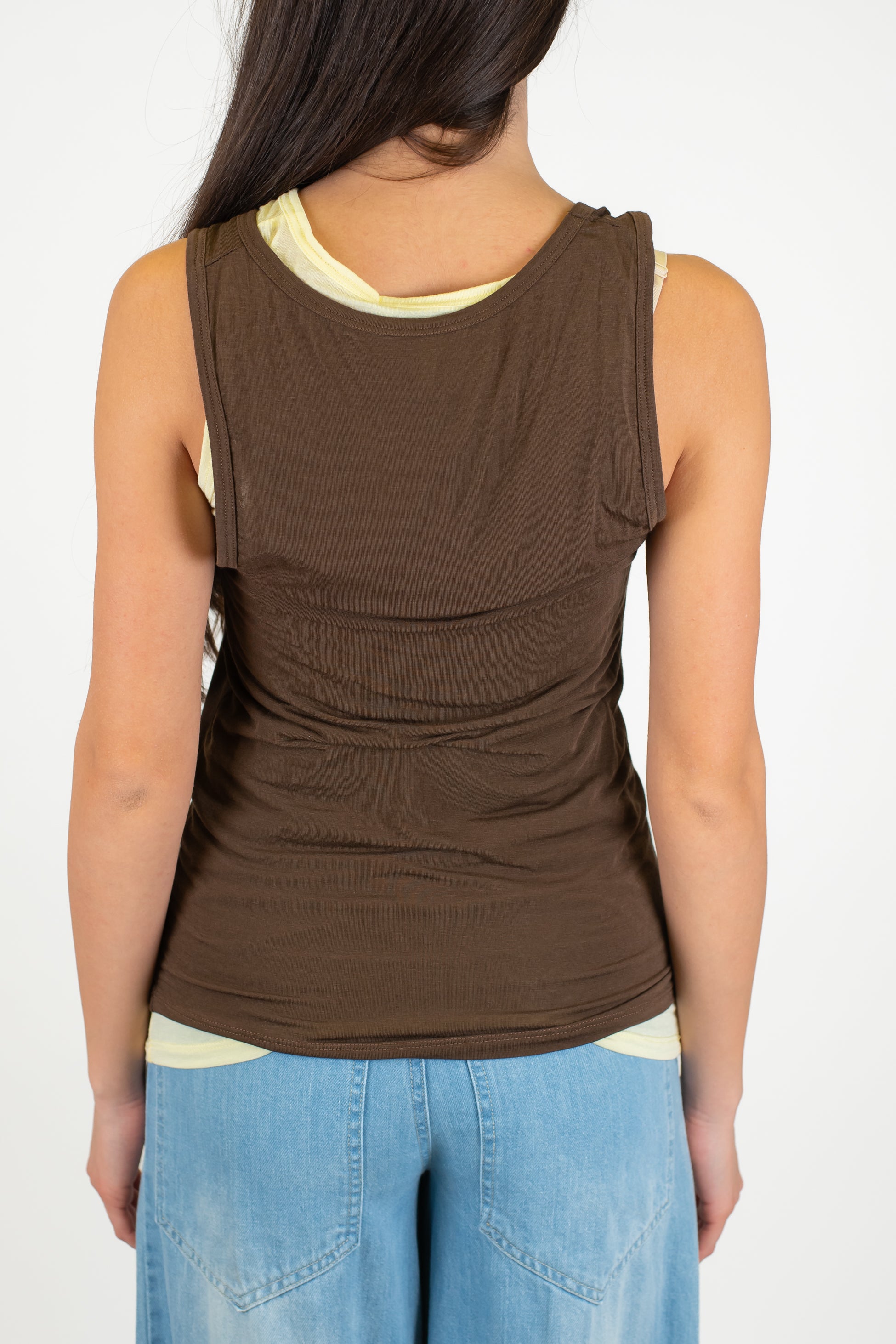 Haveone - Canotta doppio strato a contrasto in misto seta