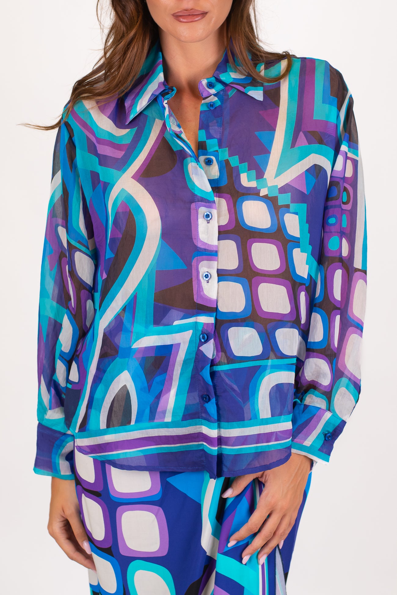 Tensione in - Camicia fantasia in lyocell con colletto