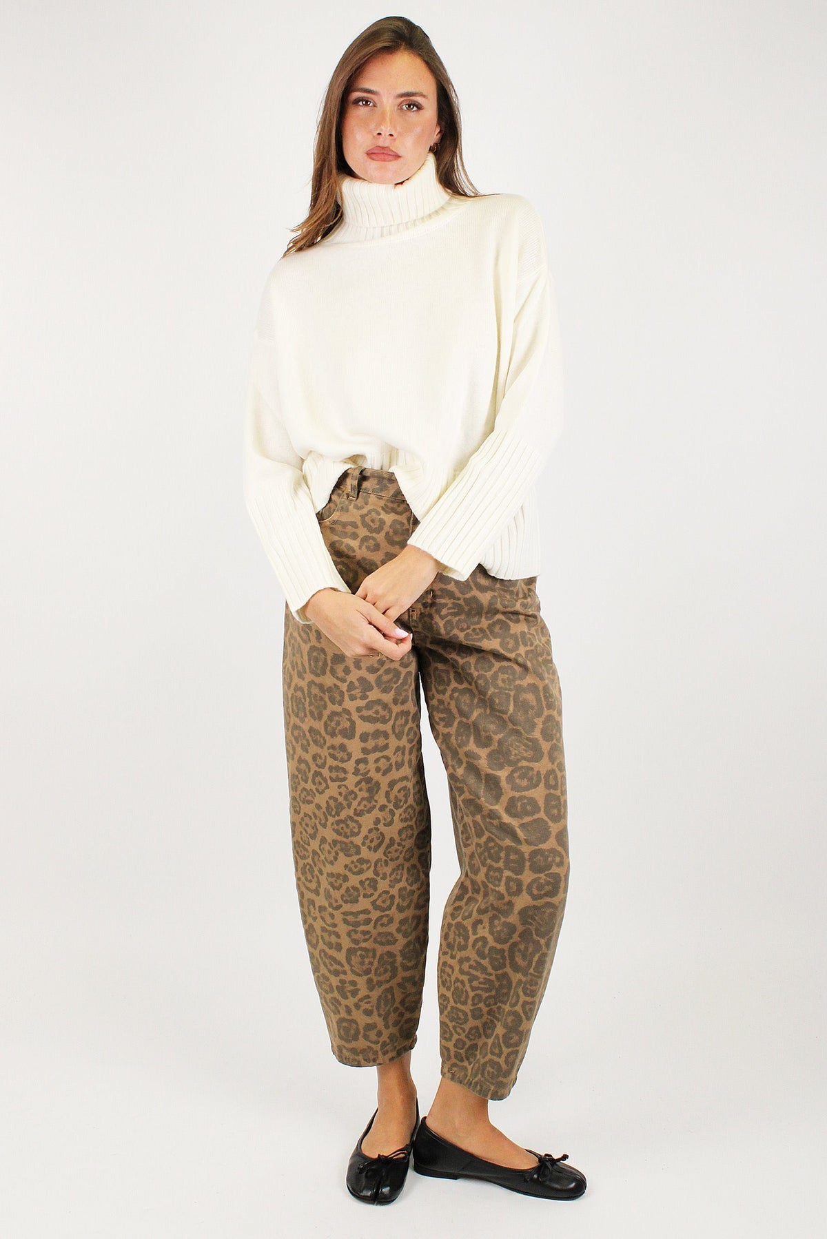 Haveone - Pantalone balloon fantasia animalier in denim