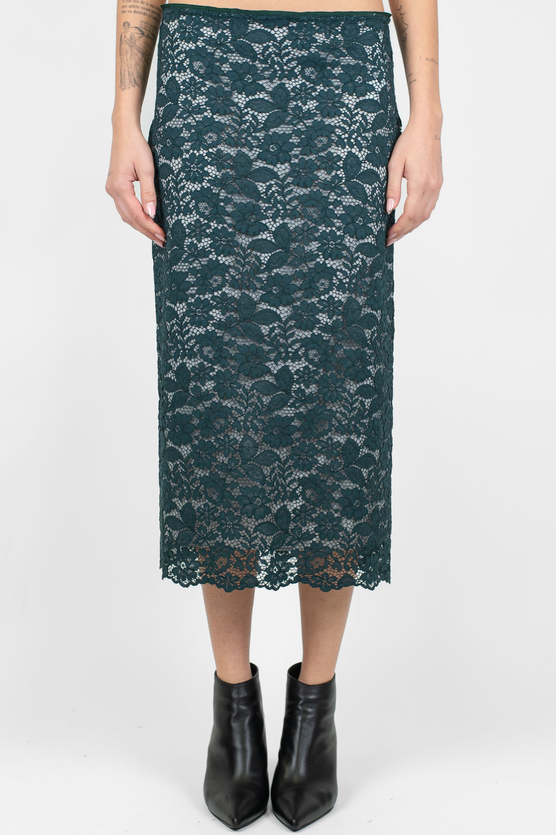 Dixie - Gonna foderata in pizzo con chiusura zip sul retro