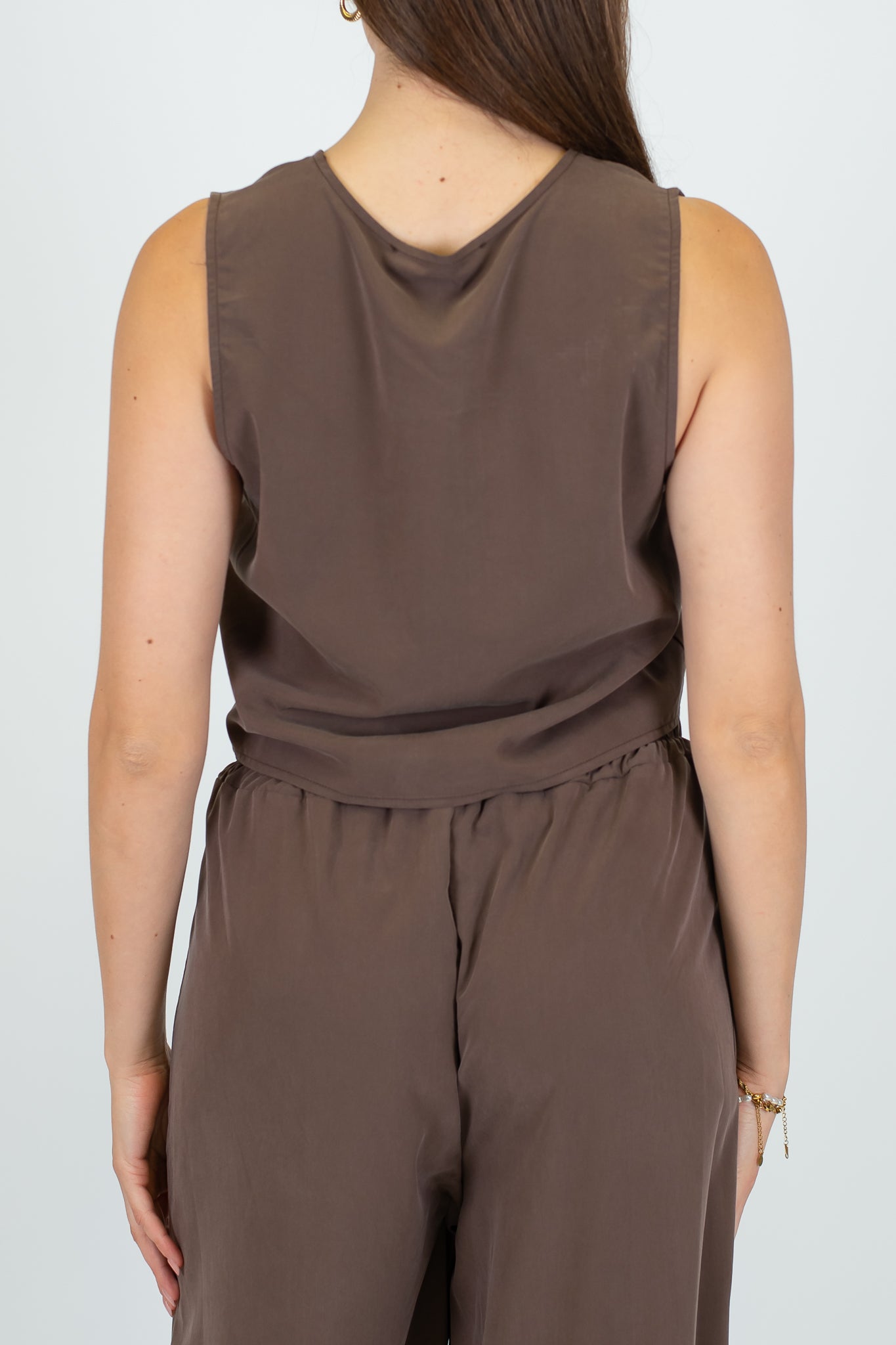 Haveone - Coordinato Gilet con lacci e pantalone palazzo in cupro