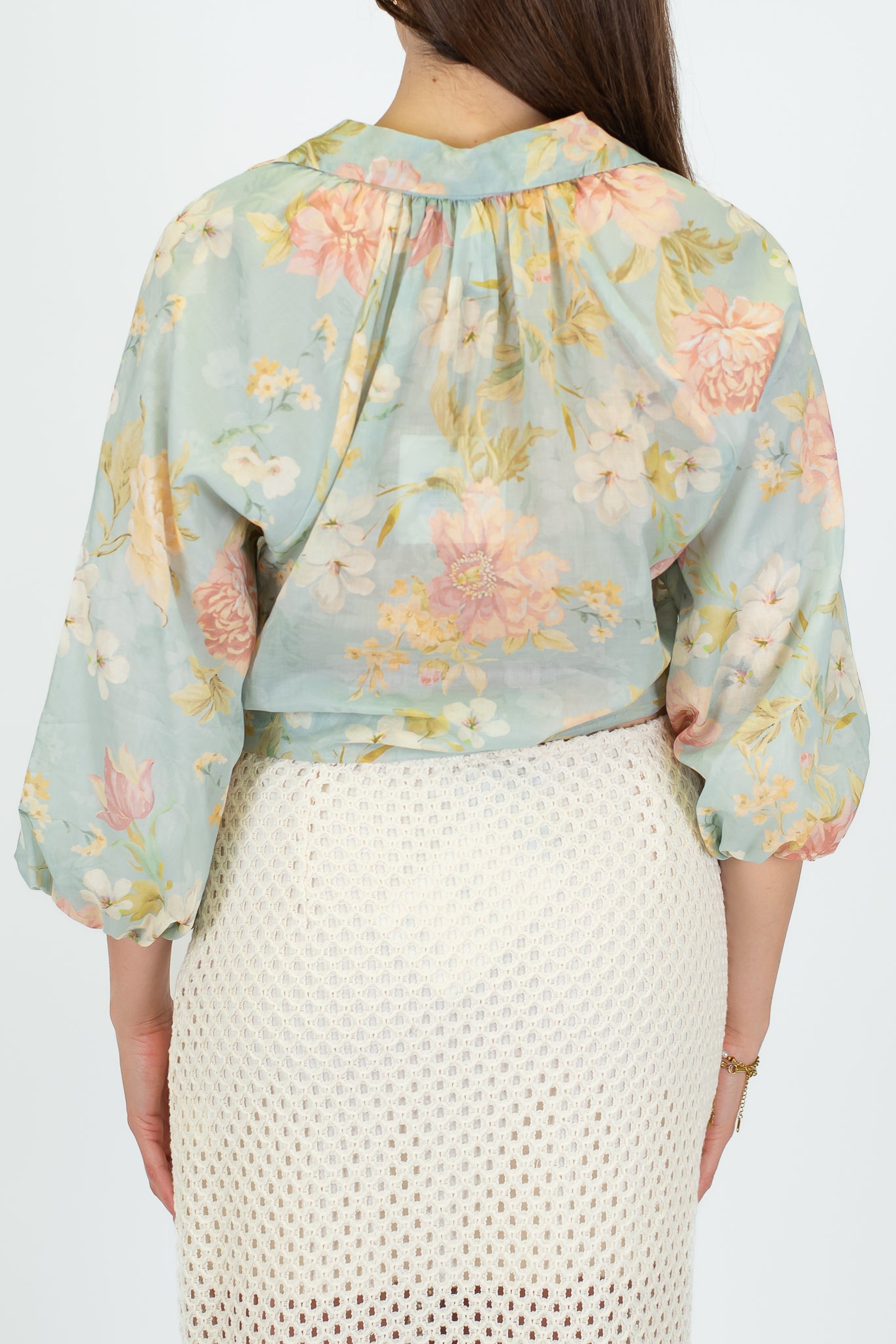 Tensione in - Camicia fantasia floreale in lyocell con manica a palloncino