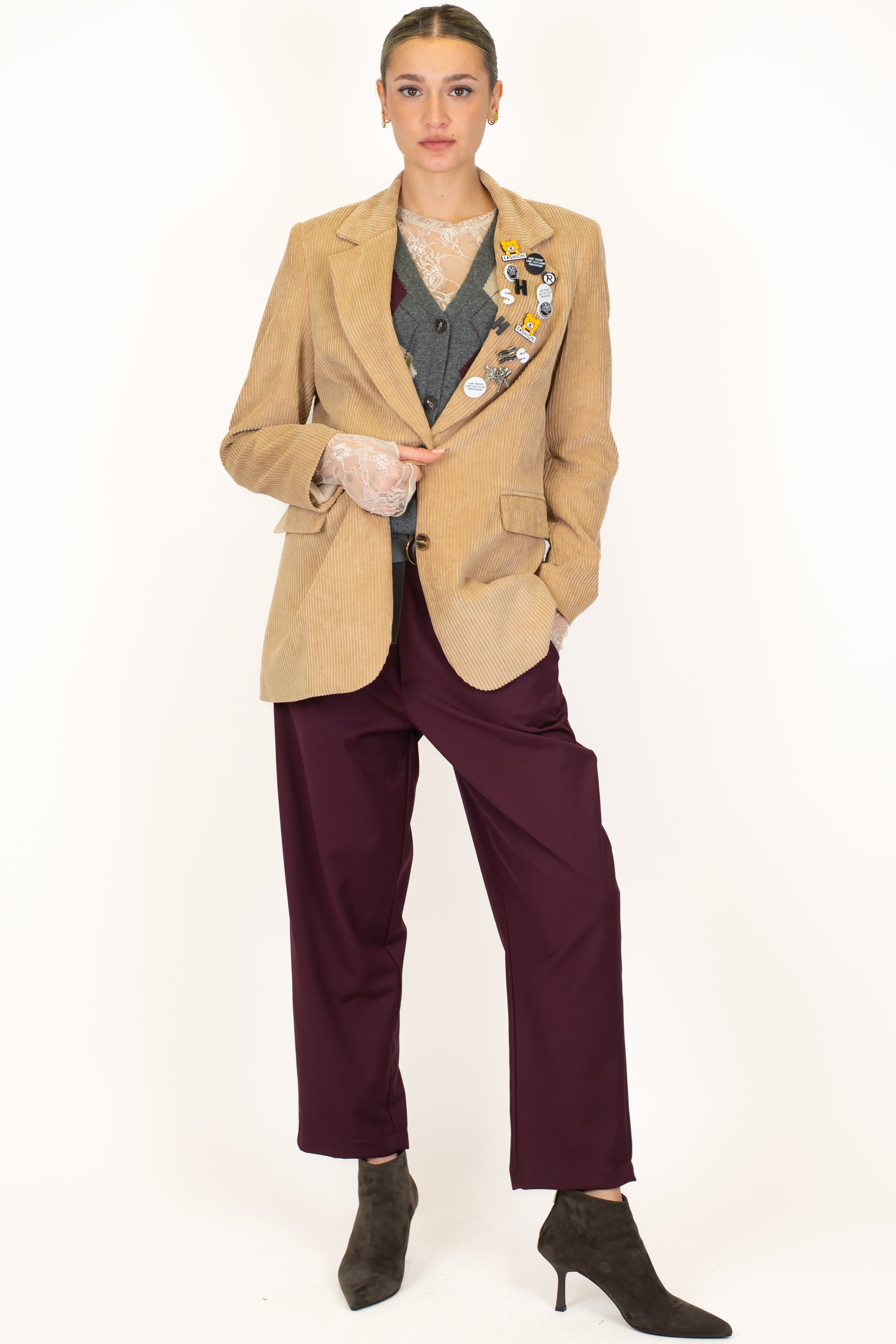 Haveone - Pantalone tinta unita con elastico sul retro