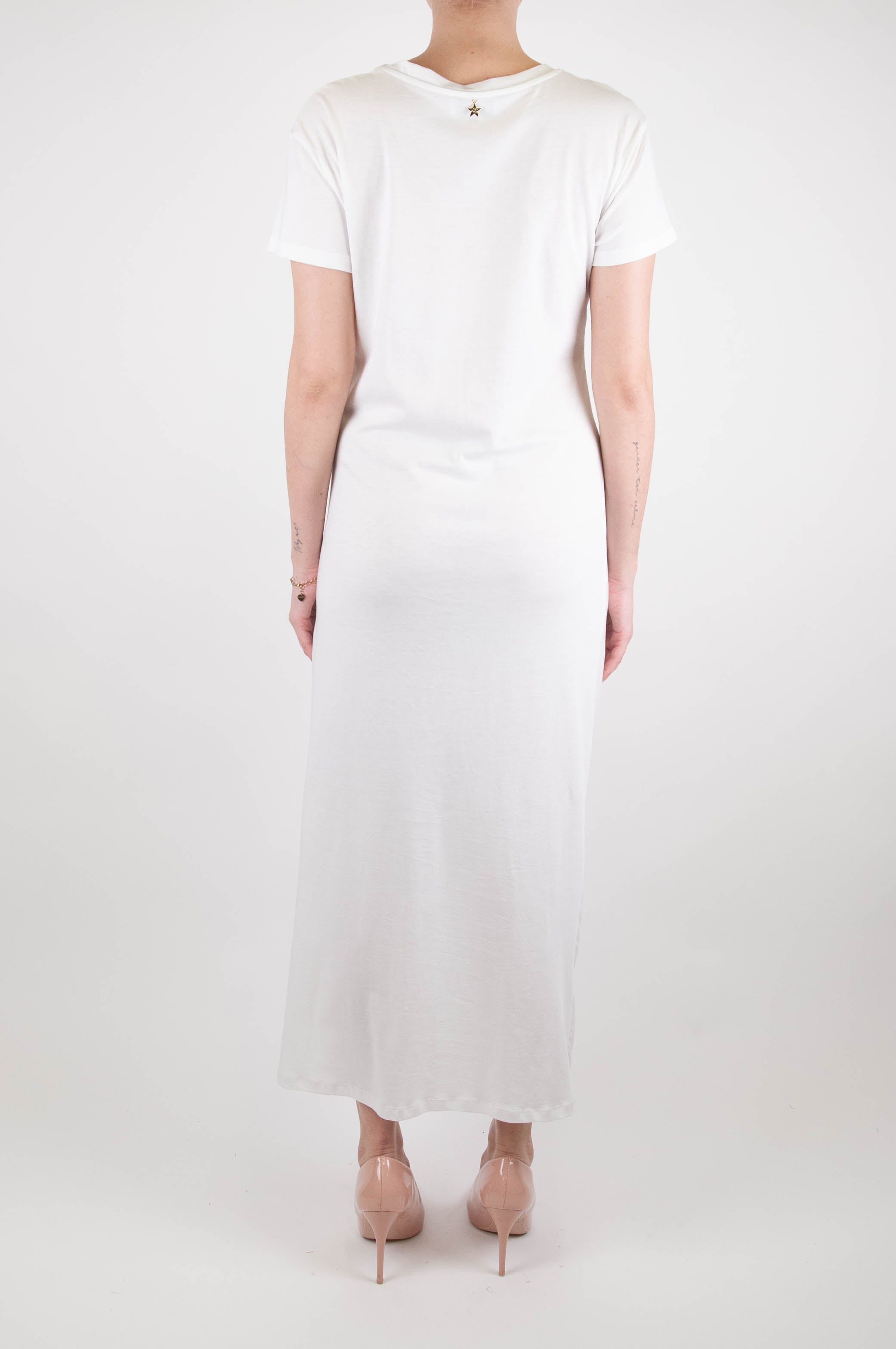 Souvenir - Long dress with side slit and short sleeves