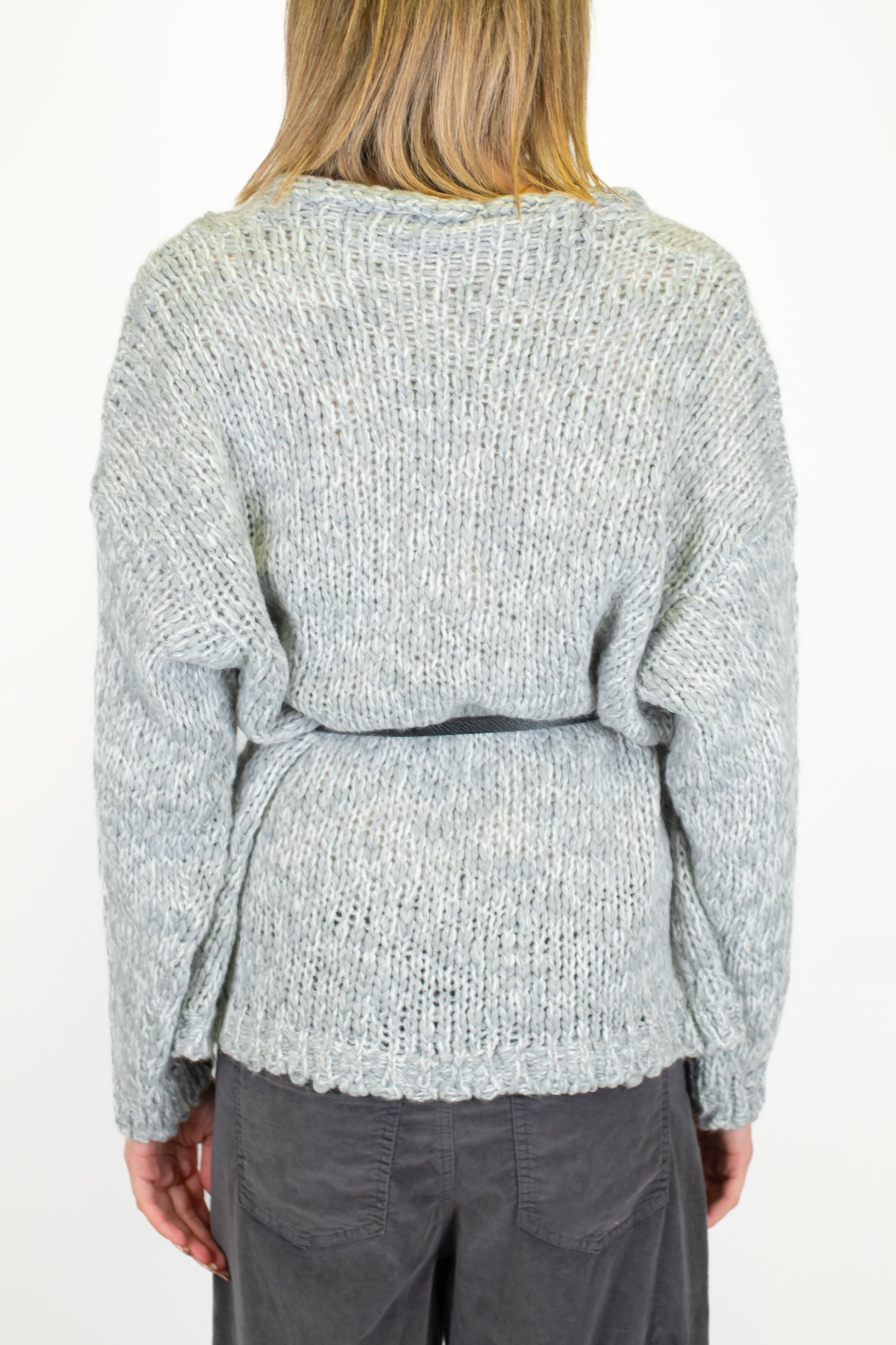 Motel - Cardigan over in misto lana con cintura