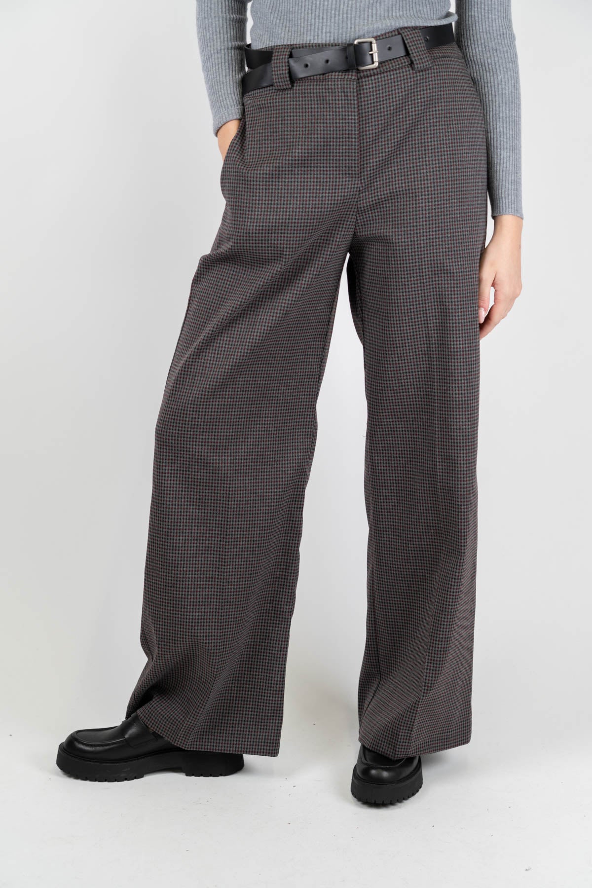 Tensione in - Pantalone palazzo fantasia check