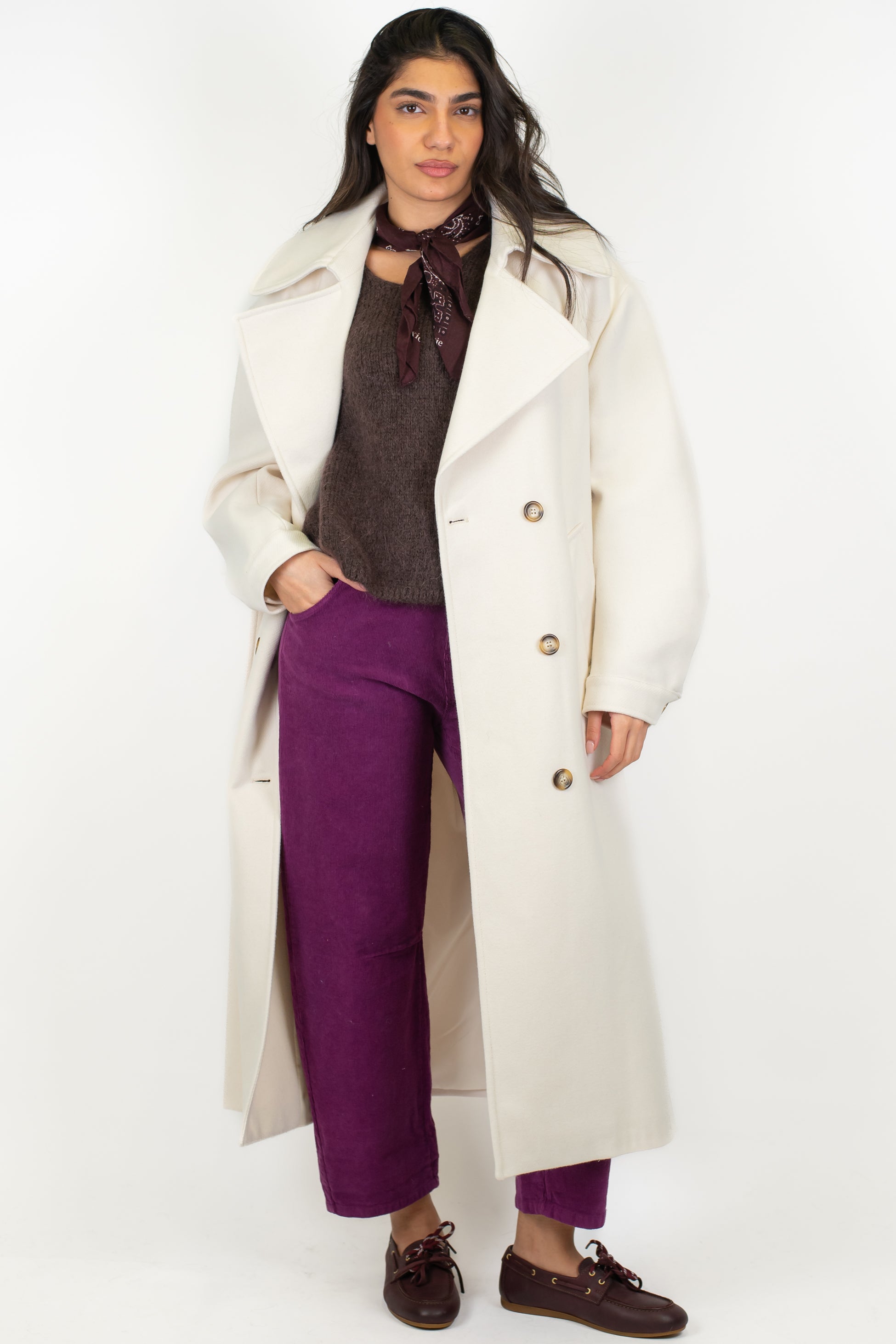 Dixie - Cappotto doppiopetto con cintura e maxi revers