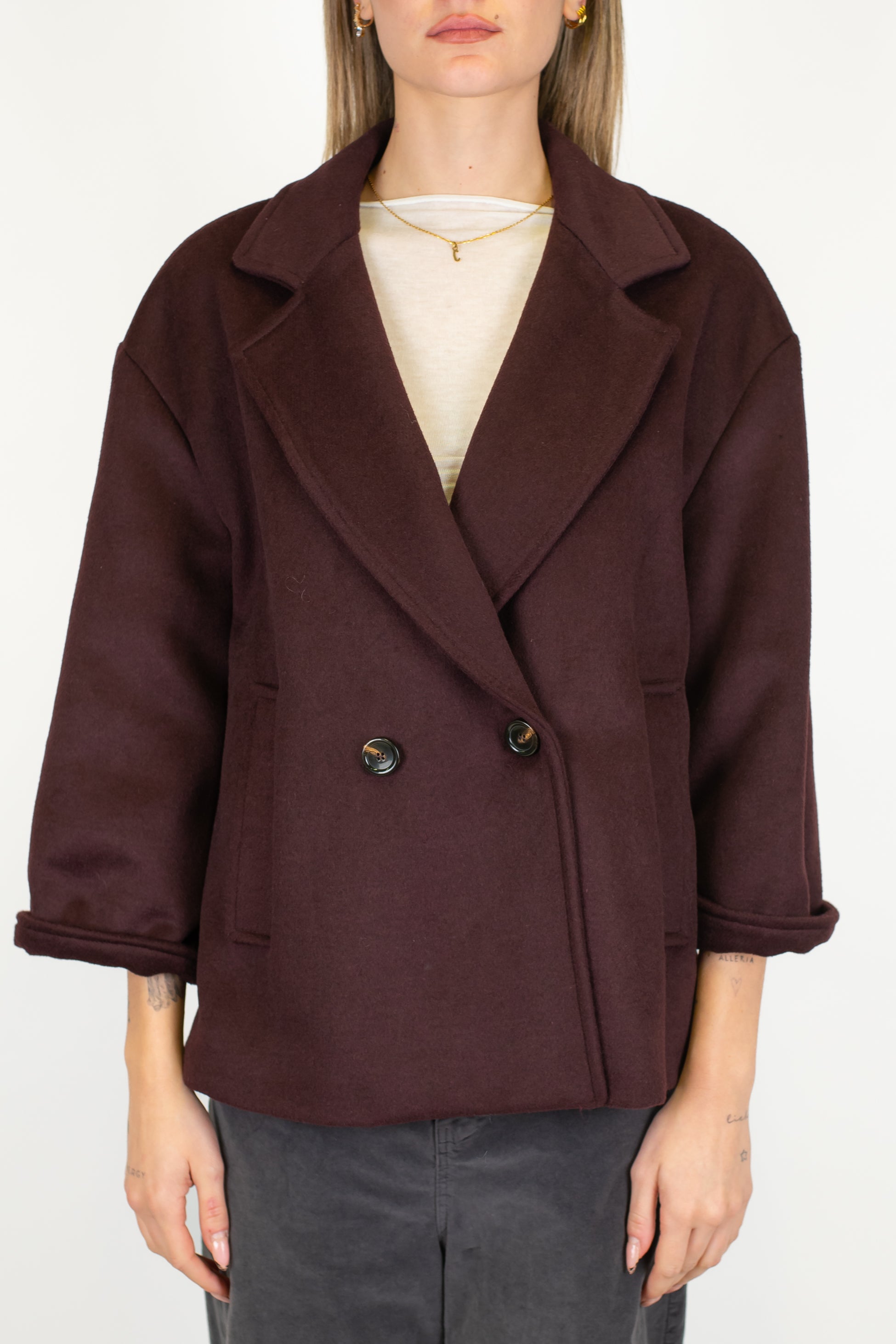 Motel - Cappotto corto doppiopetto in misto lana