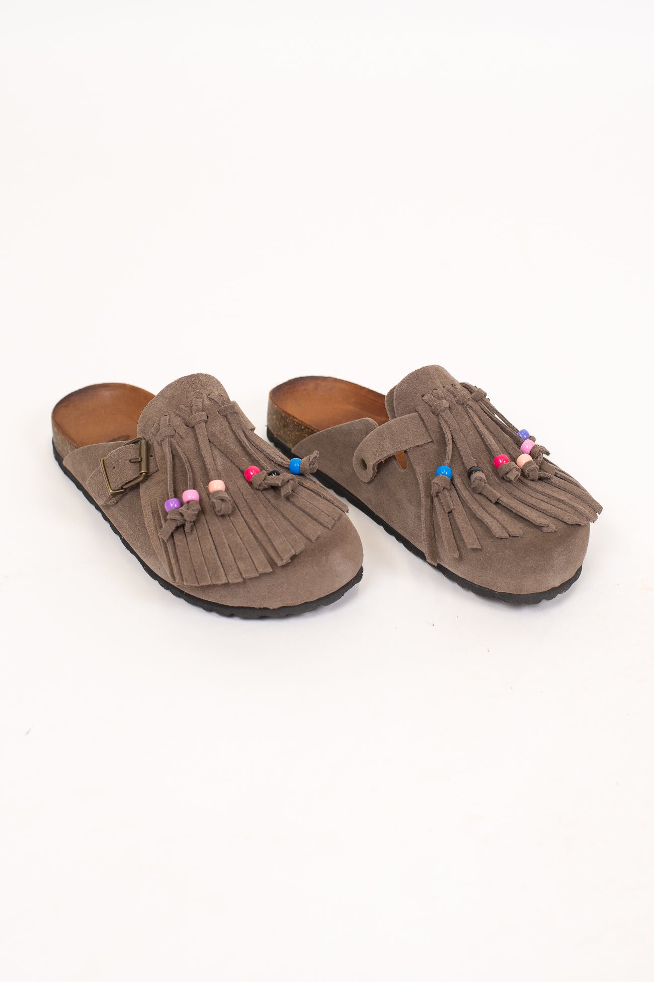 Ovyé - Mules in suede con frange e perline
