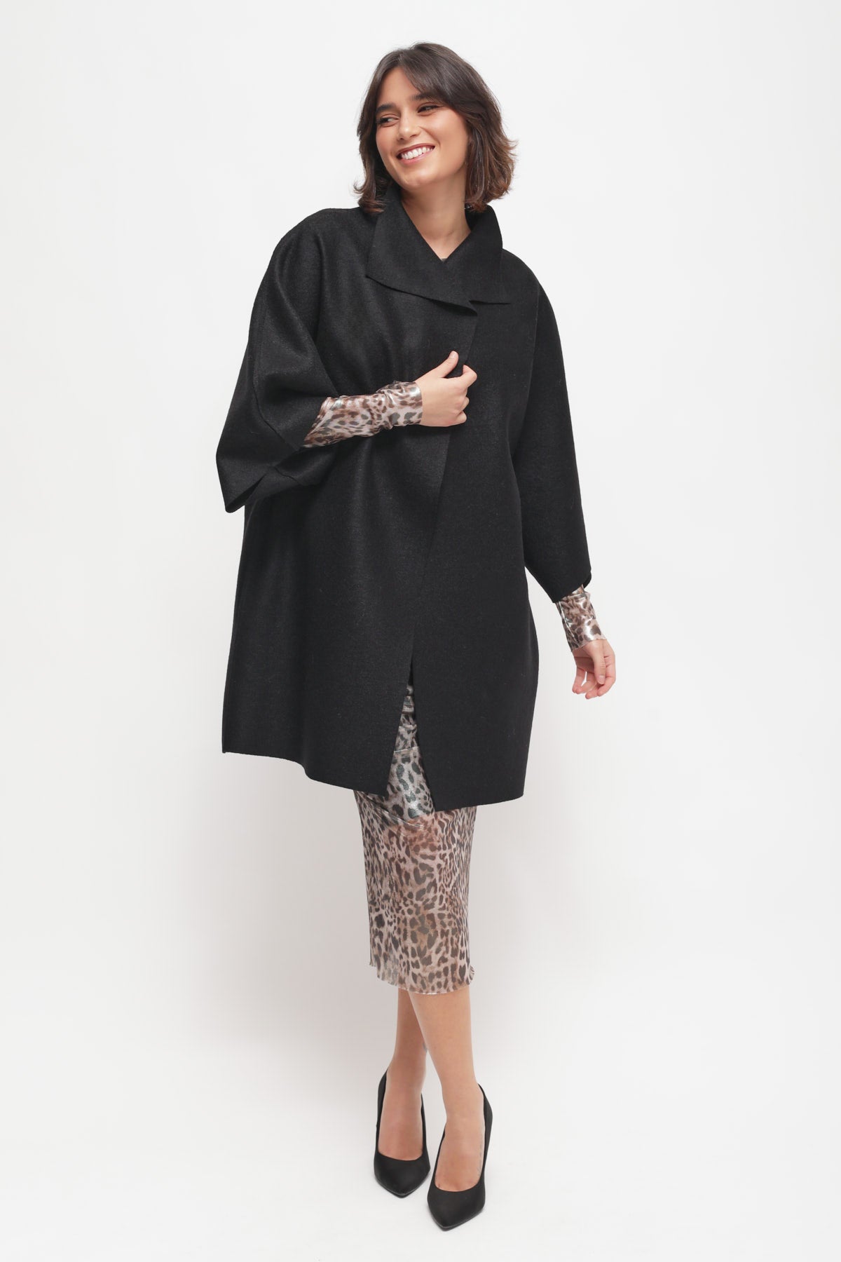 Maryley - Cappa in pura lana con manica tre quarti