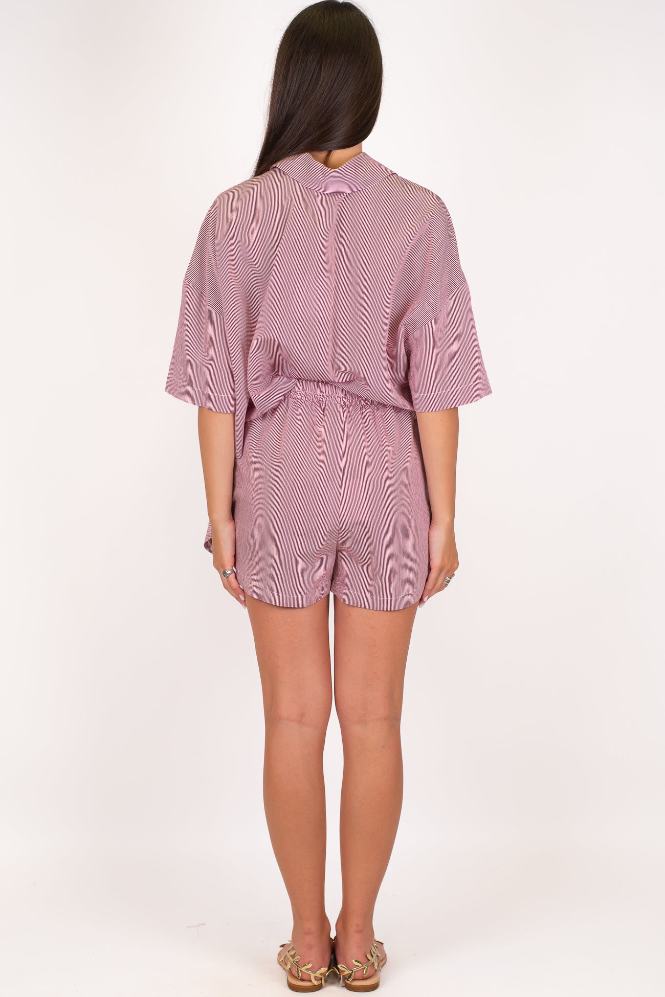 Tensione in - Coordinato camicia mezzamanica e shorts fantasia a righe