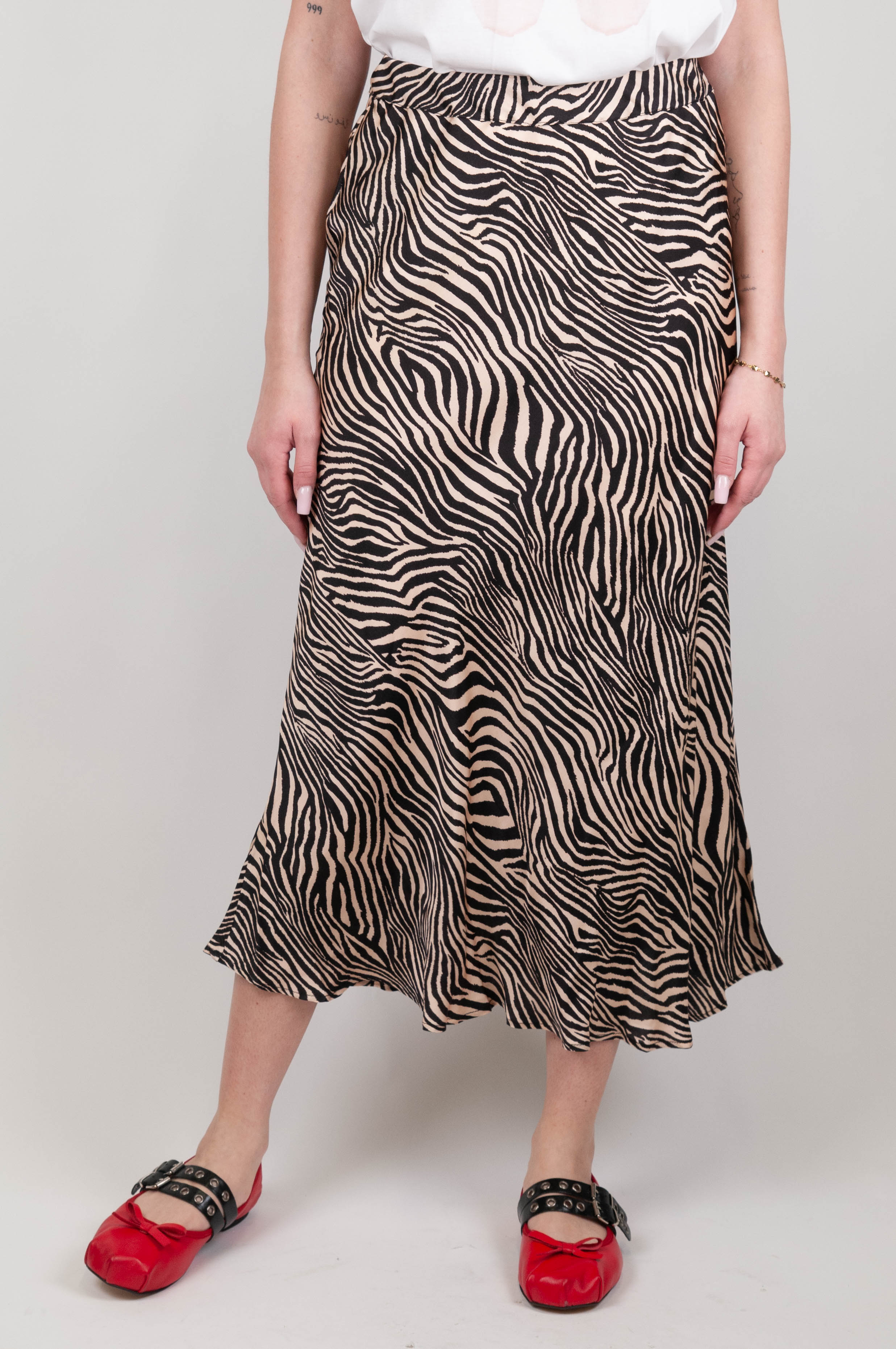 Tension in - Animal print skirt in viscose with elasticated waist