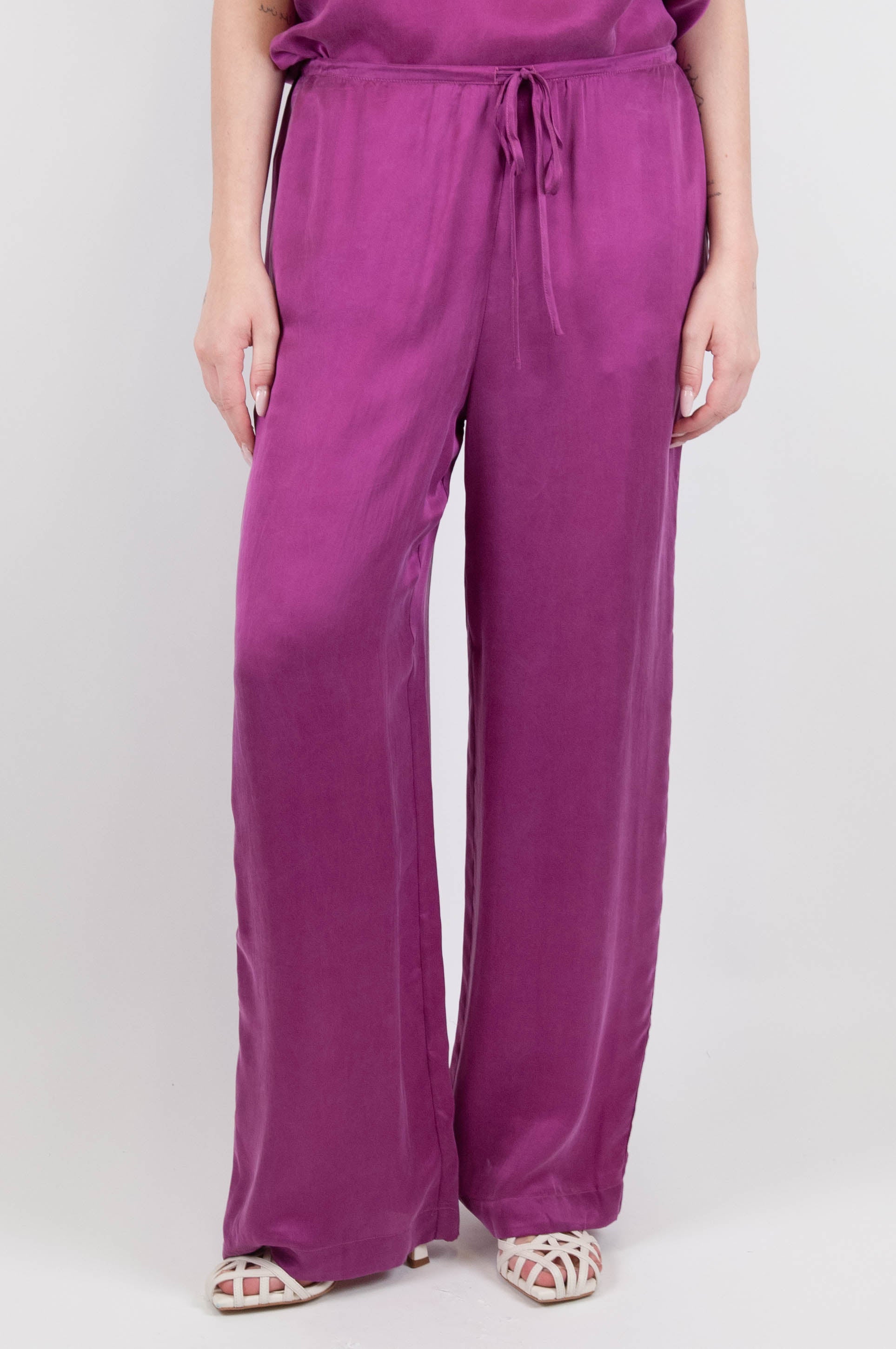 Tension in - Cupro palazzo trousers with drawstring