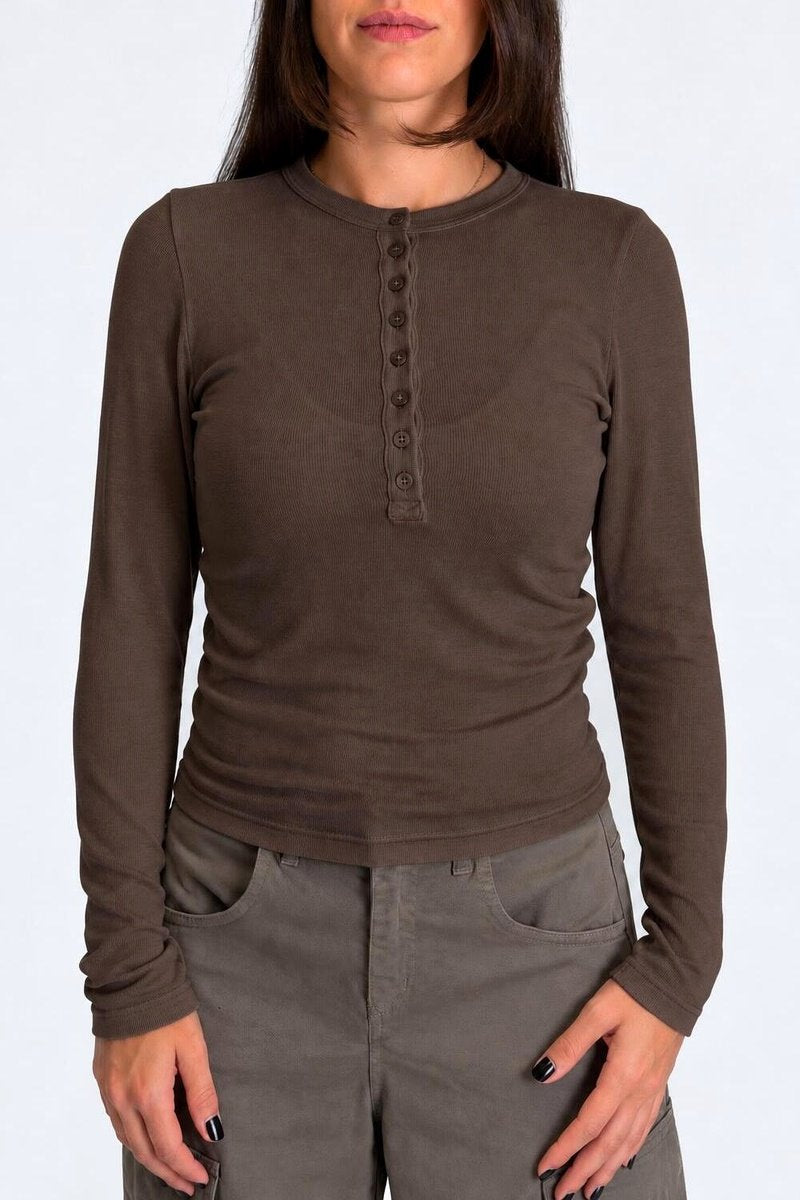 Dixie - Maglia serafino a costine basic in misto cashmere