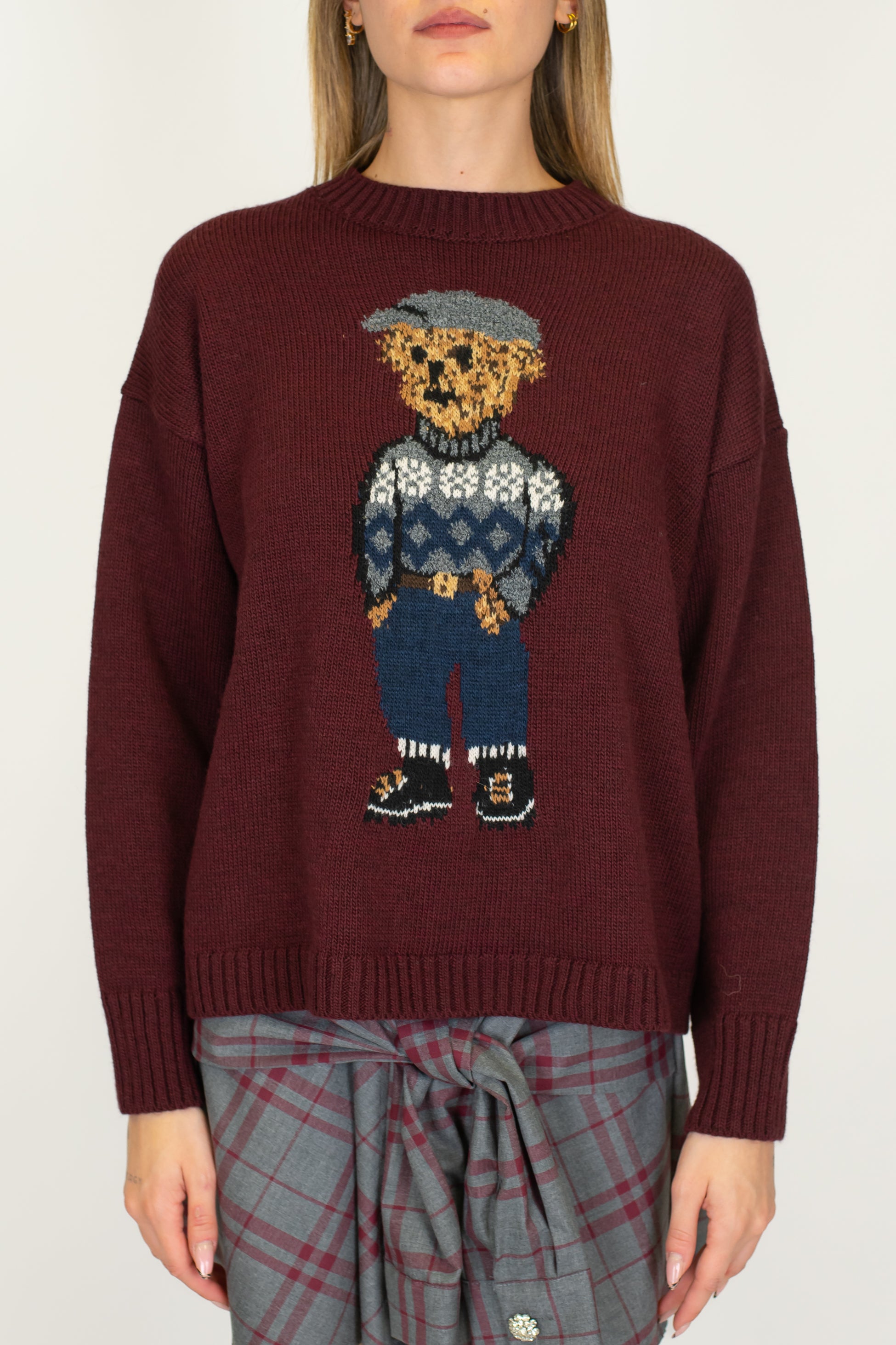 Tensione in - Maglia con orsetto in misto lana