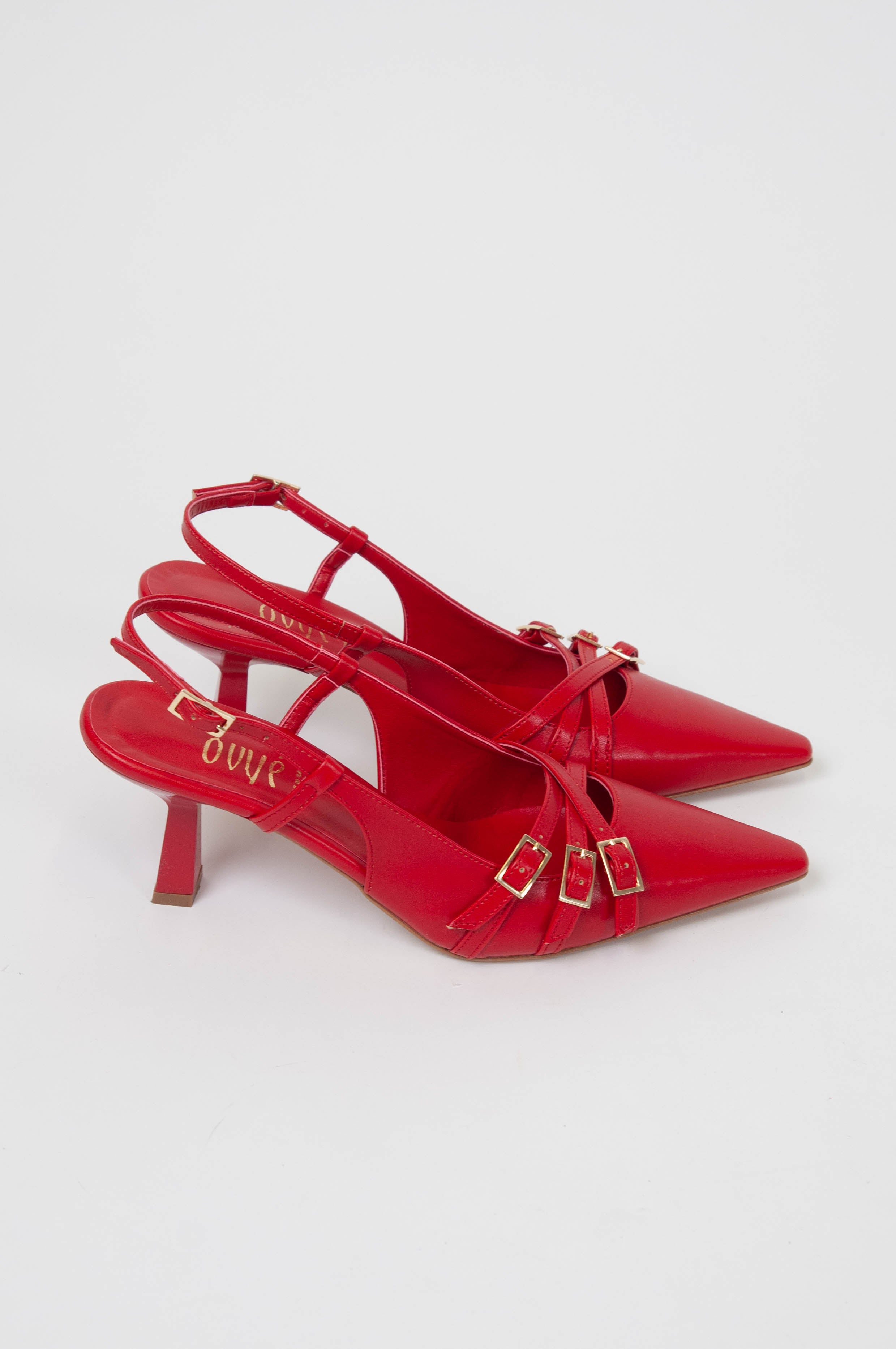 Ovyé - Slingback a punta in pelle con cinturini