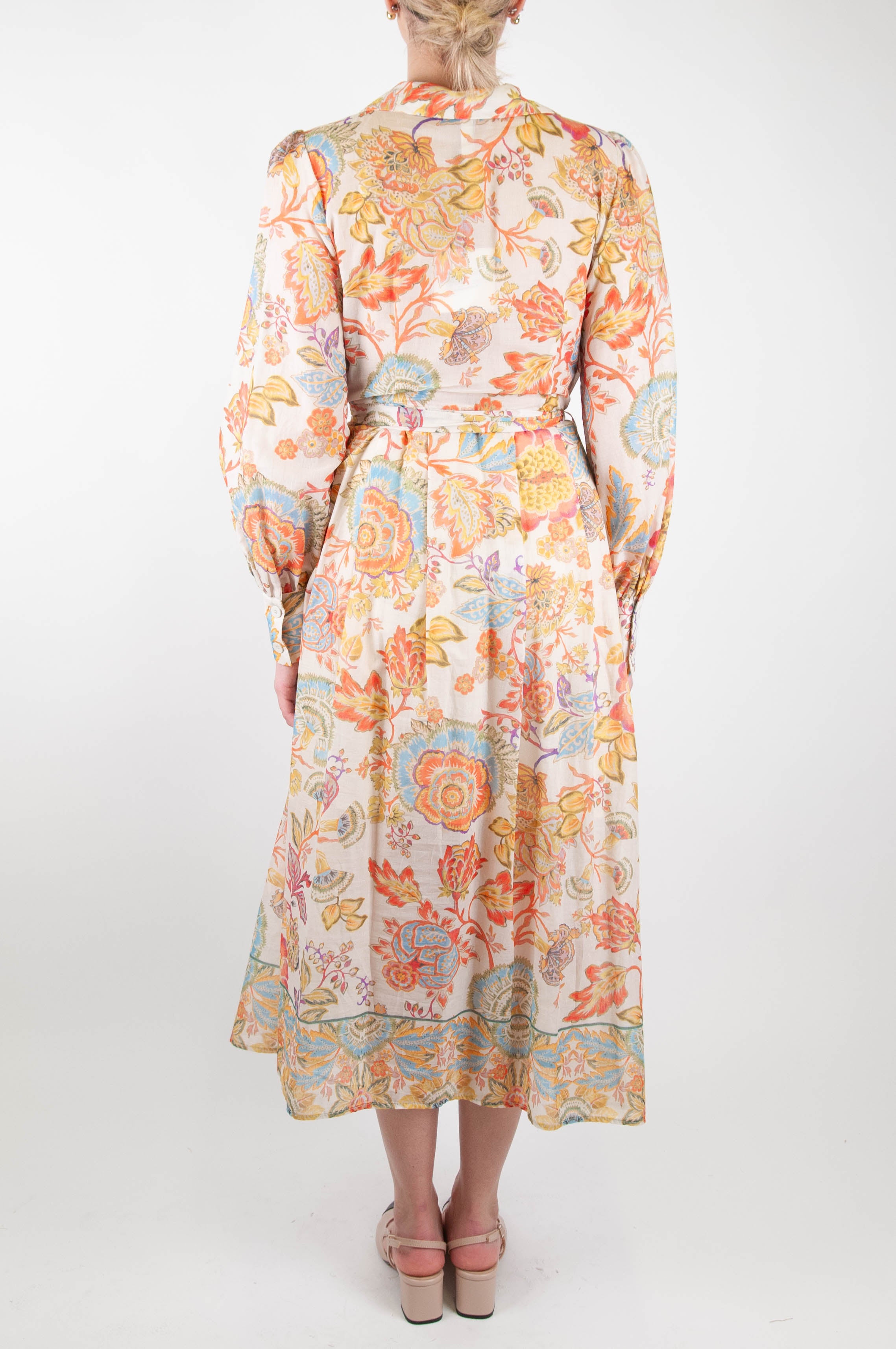 Tension in - Floral patterned shirtdress in cotton muslin with fabric belt