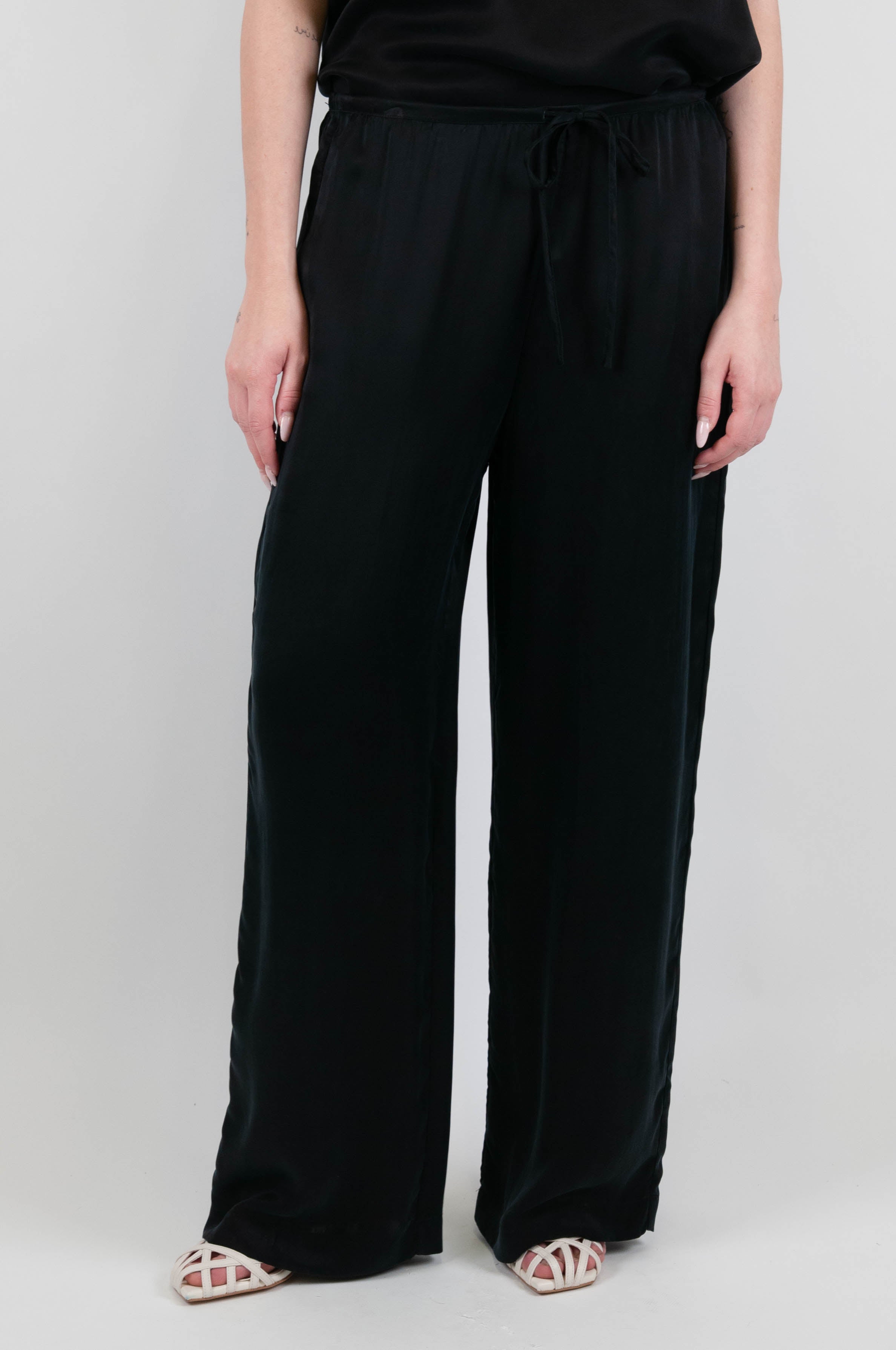 Tension in - Cupro palazzo trousers with drawstring