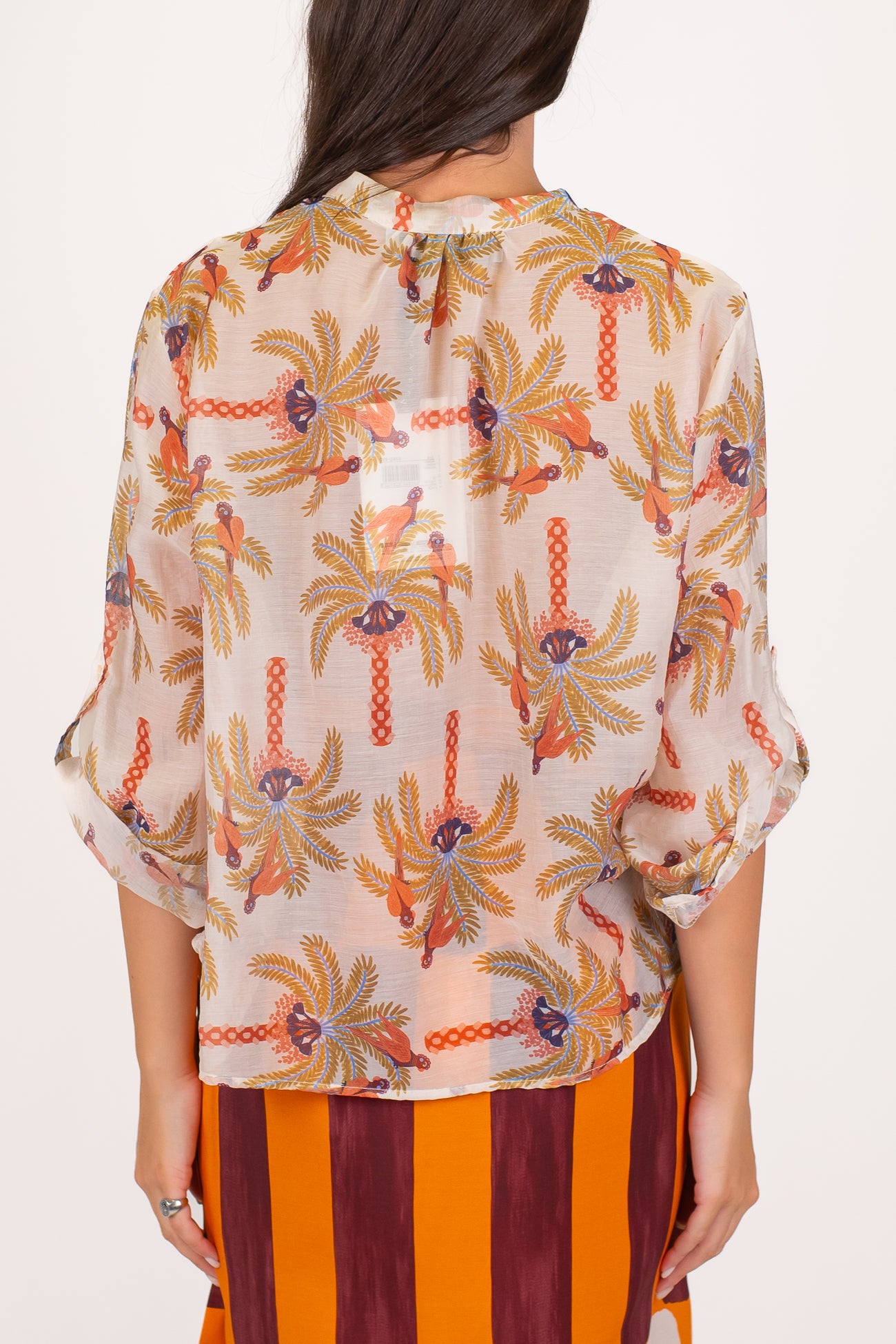 Haveone - Camicia in lyocell fantasia pavoni