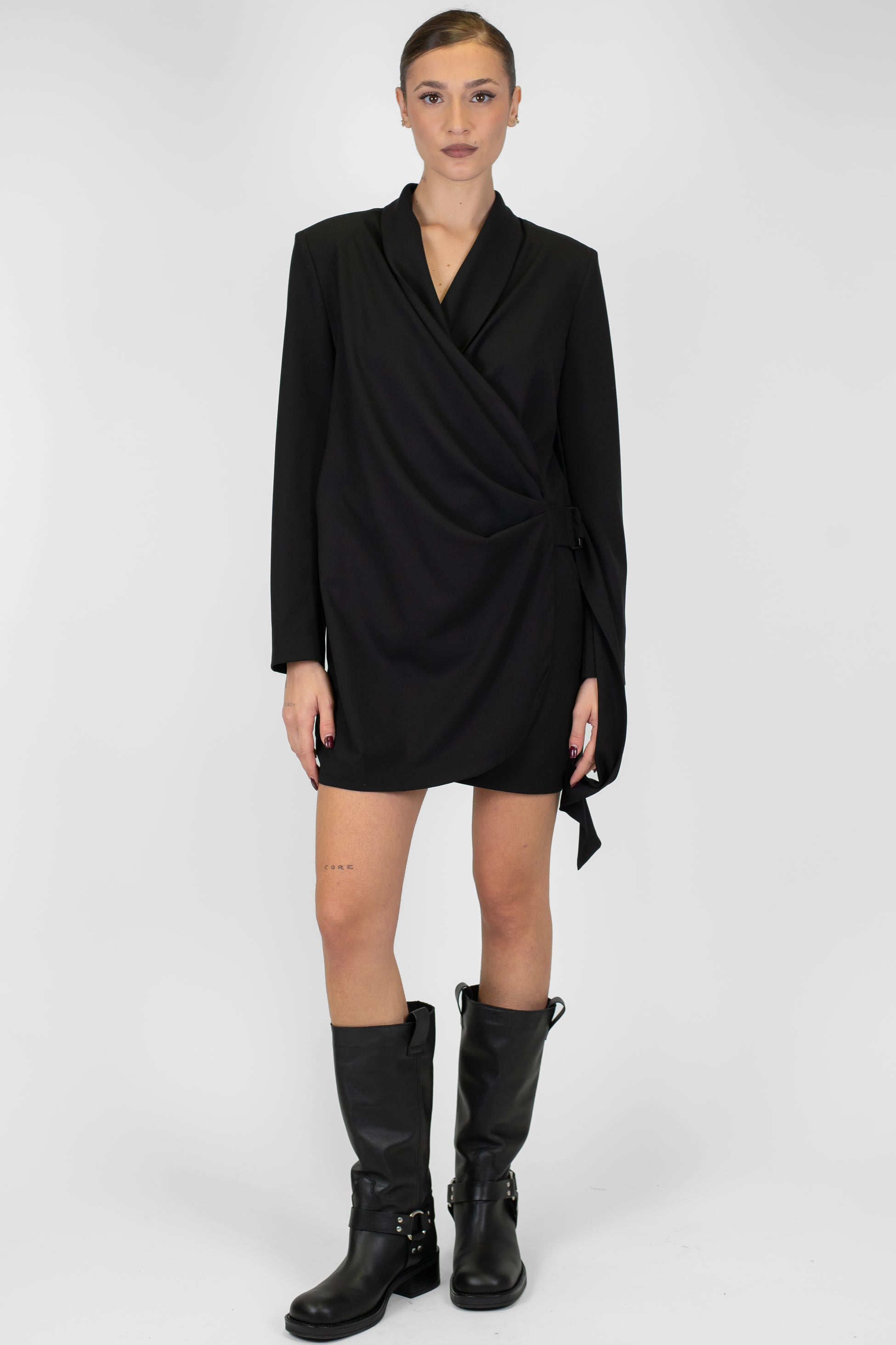 Motel - Abito corto a portafoglio tinta unita