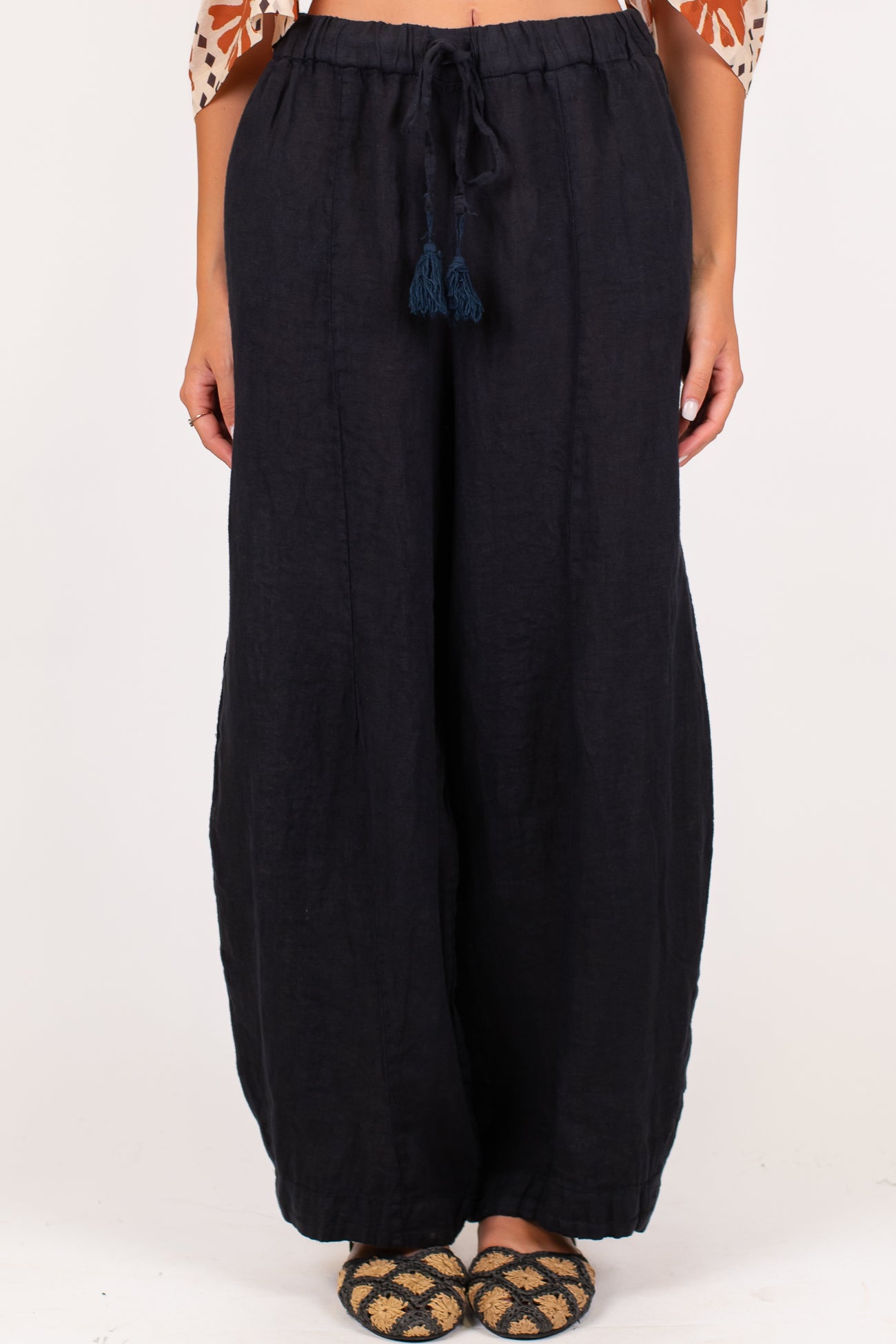 Motel - Pantalone balloon in puro lino con coulisse