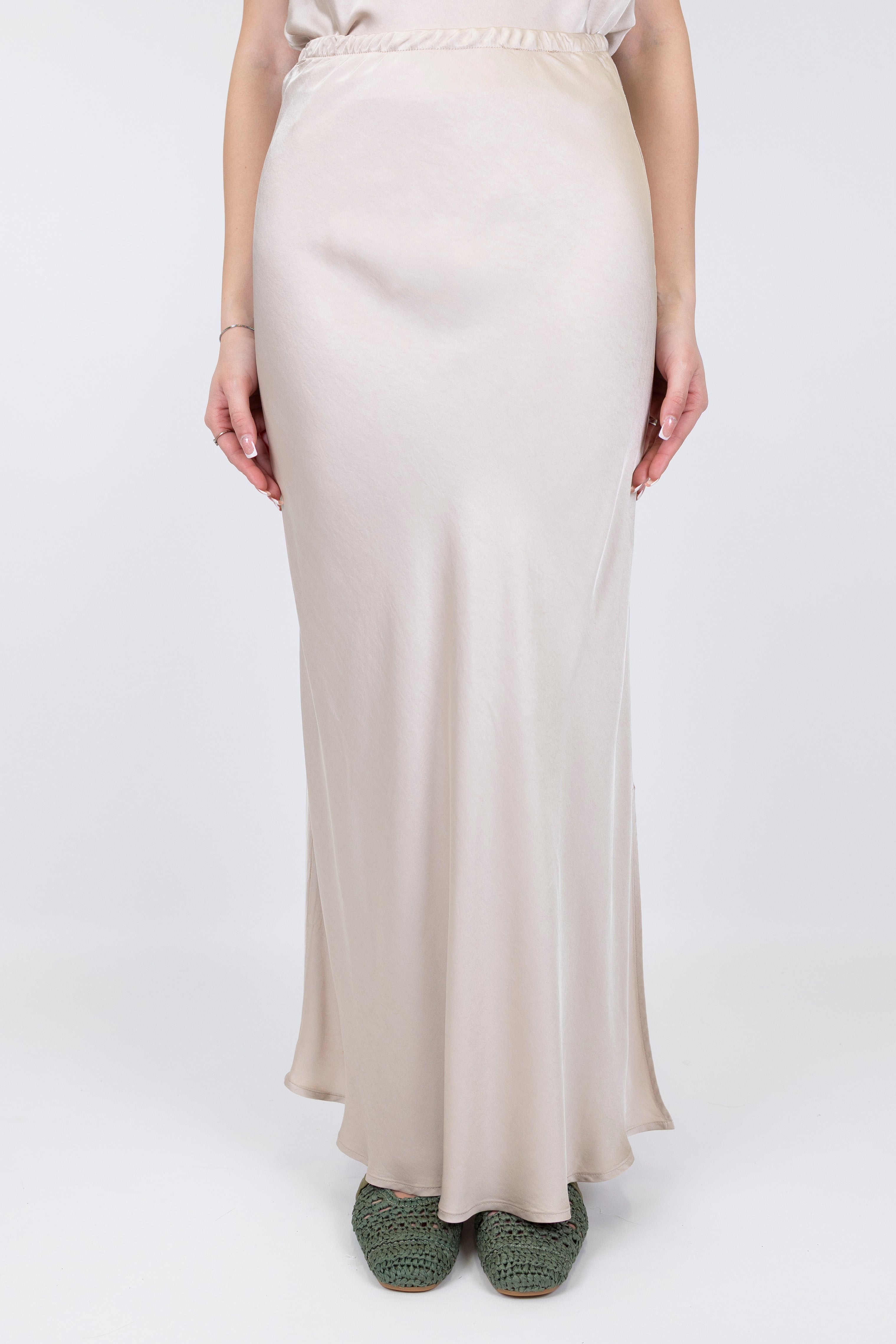 Haveone - Gonna in raso di viscosa con elastico in vita