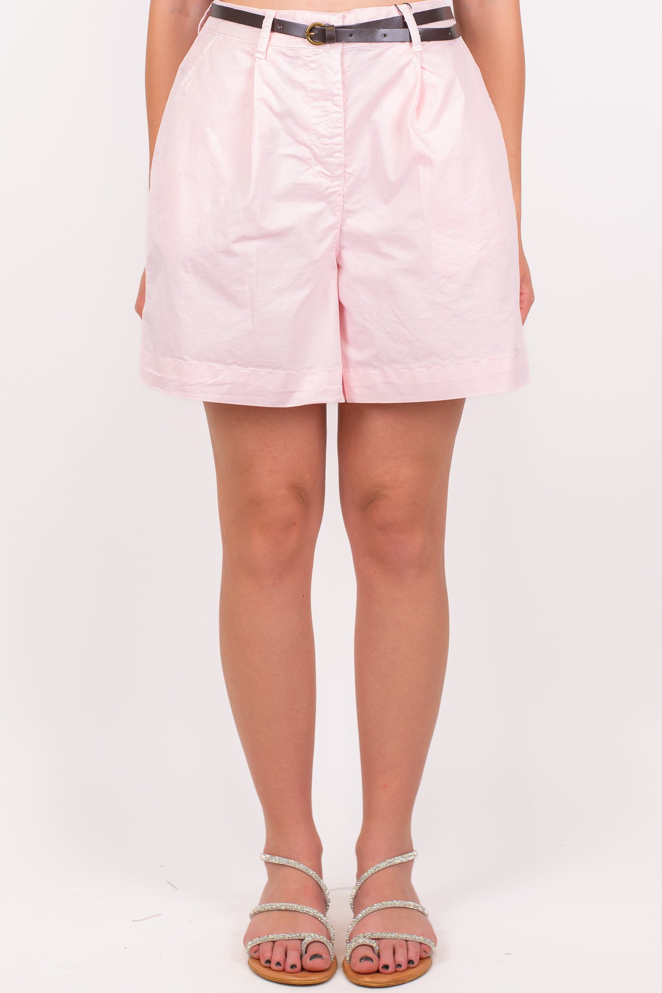 Dixie - Bermuda in cotone con pinces ed elastico sul retro