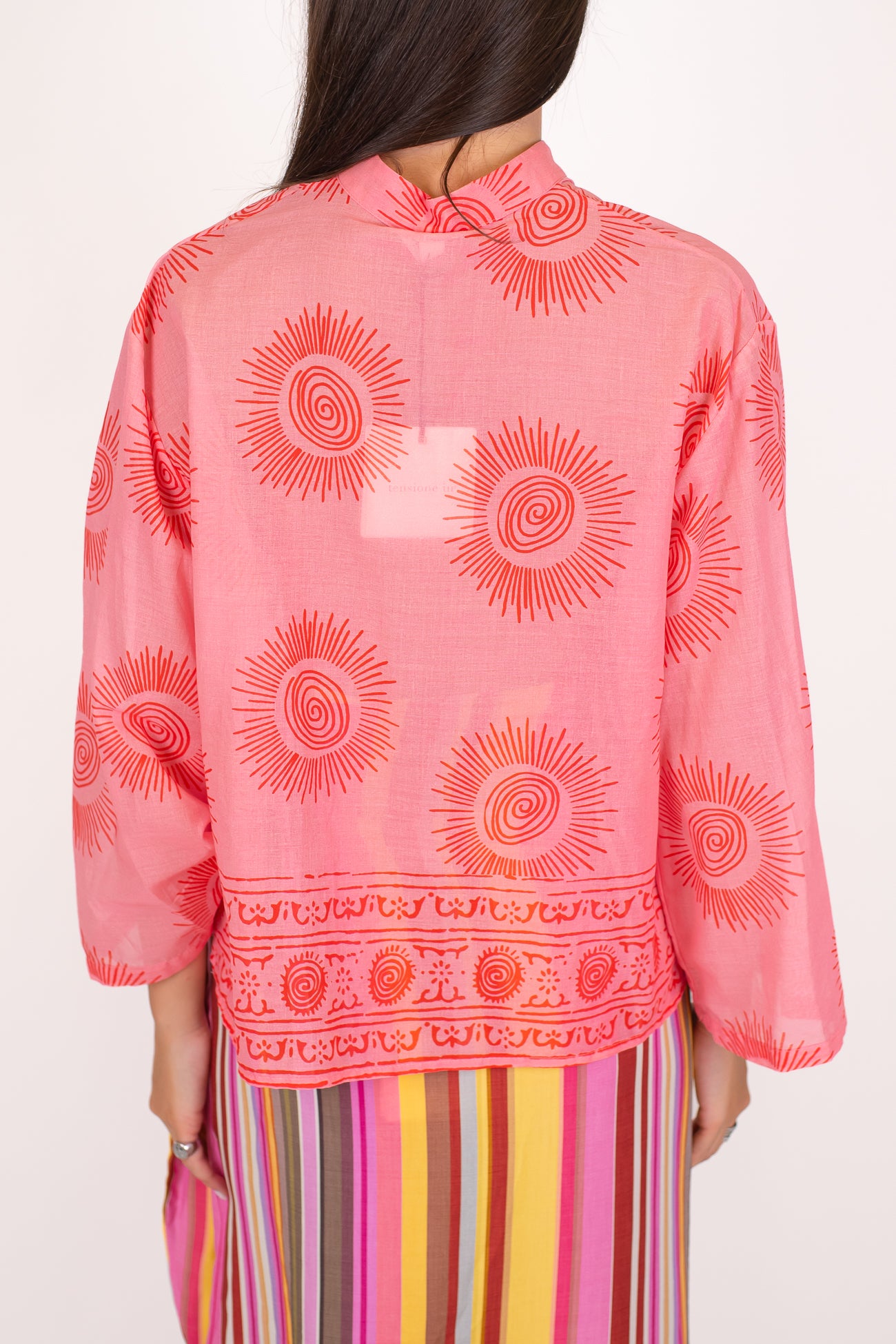 Tensione in - Camicia in cotone fantasia collo alla coreana