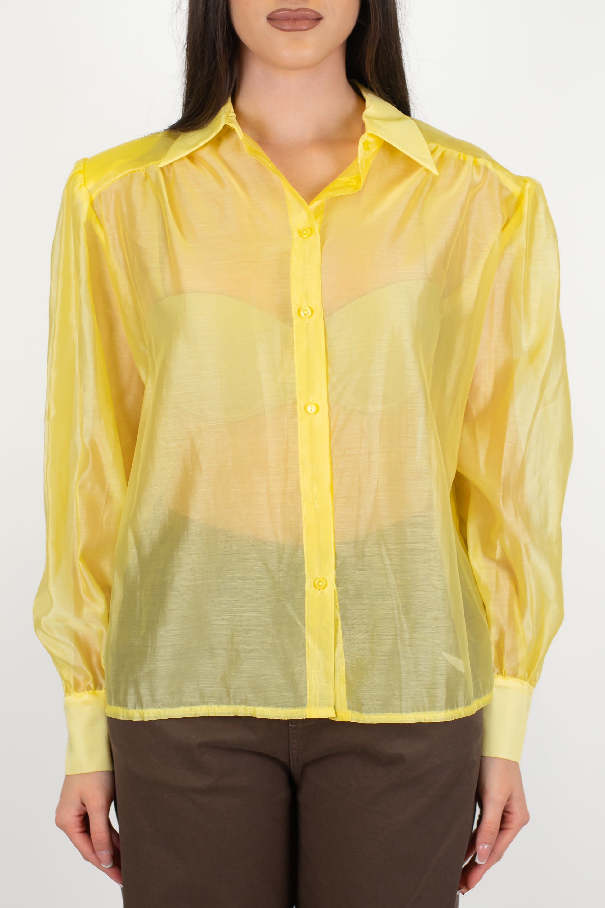 Motel - Camicia tinta unita in organza