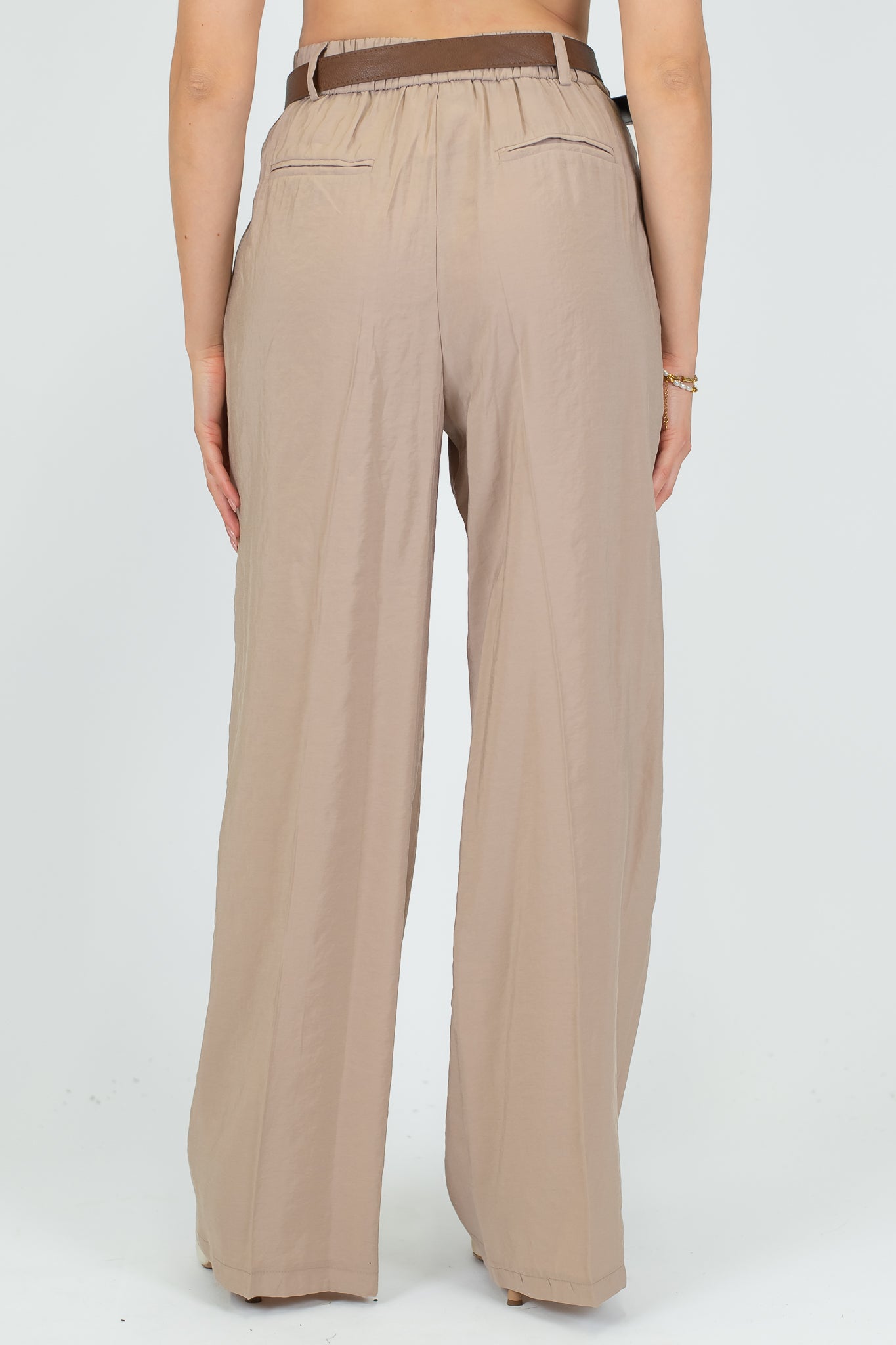 Haveone - Pantalone palazzo con elastico dietro e cintura