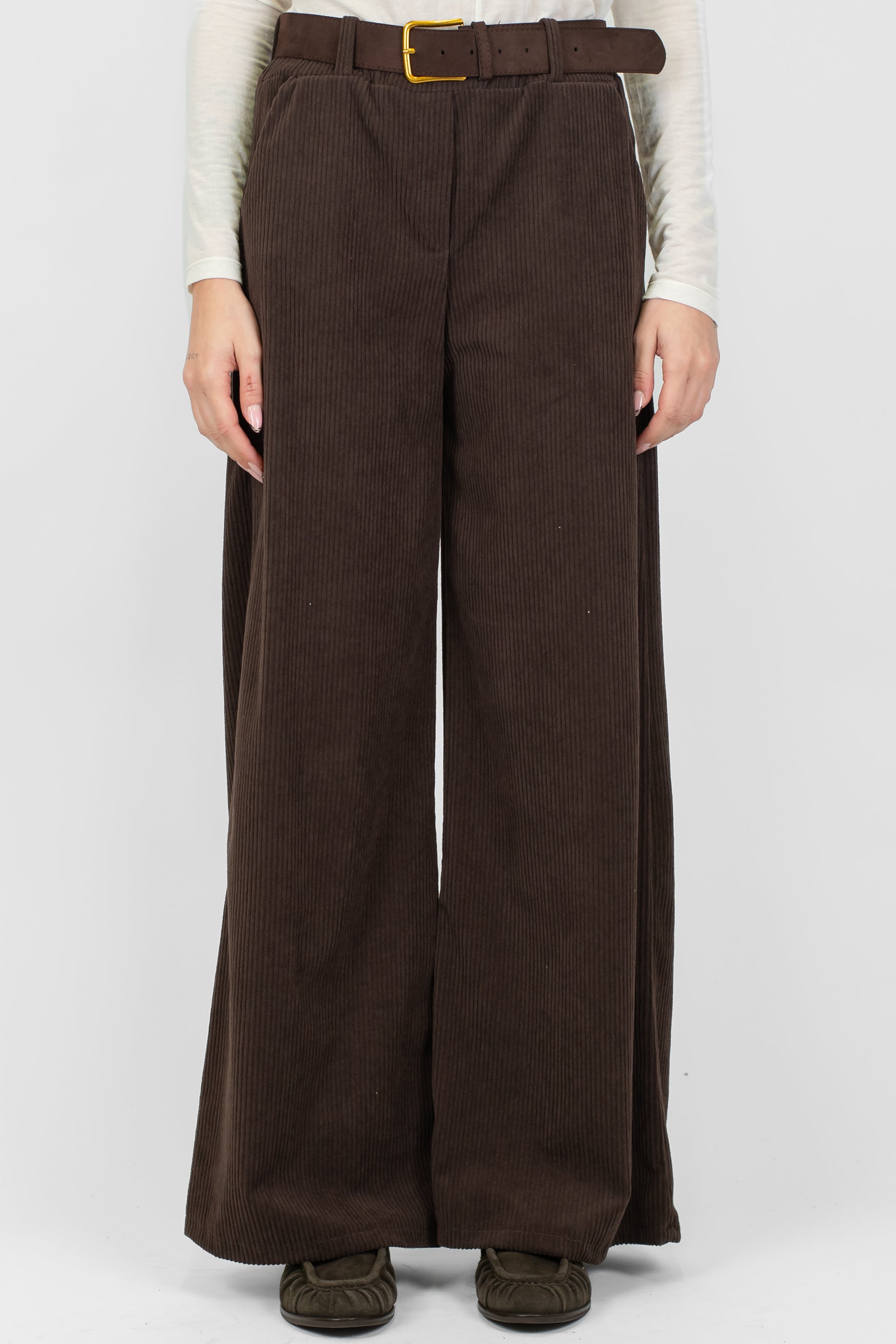 Haveone - Pantalone palazzo in velluto a coste