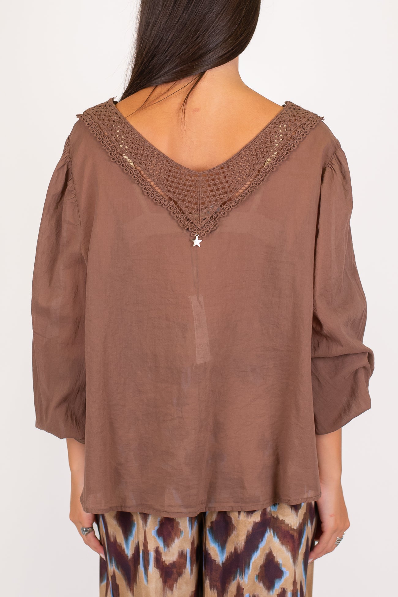 Souvenir - Camicia in mussola di cotone scollo v