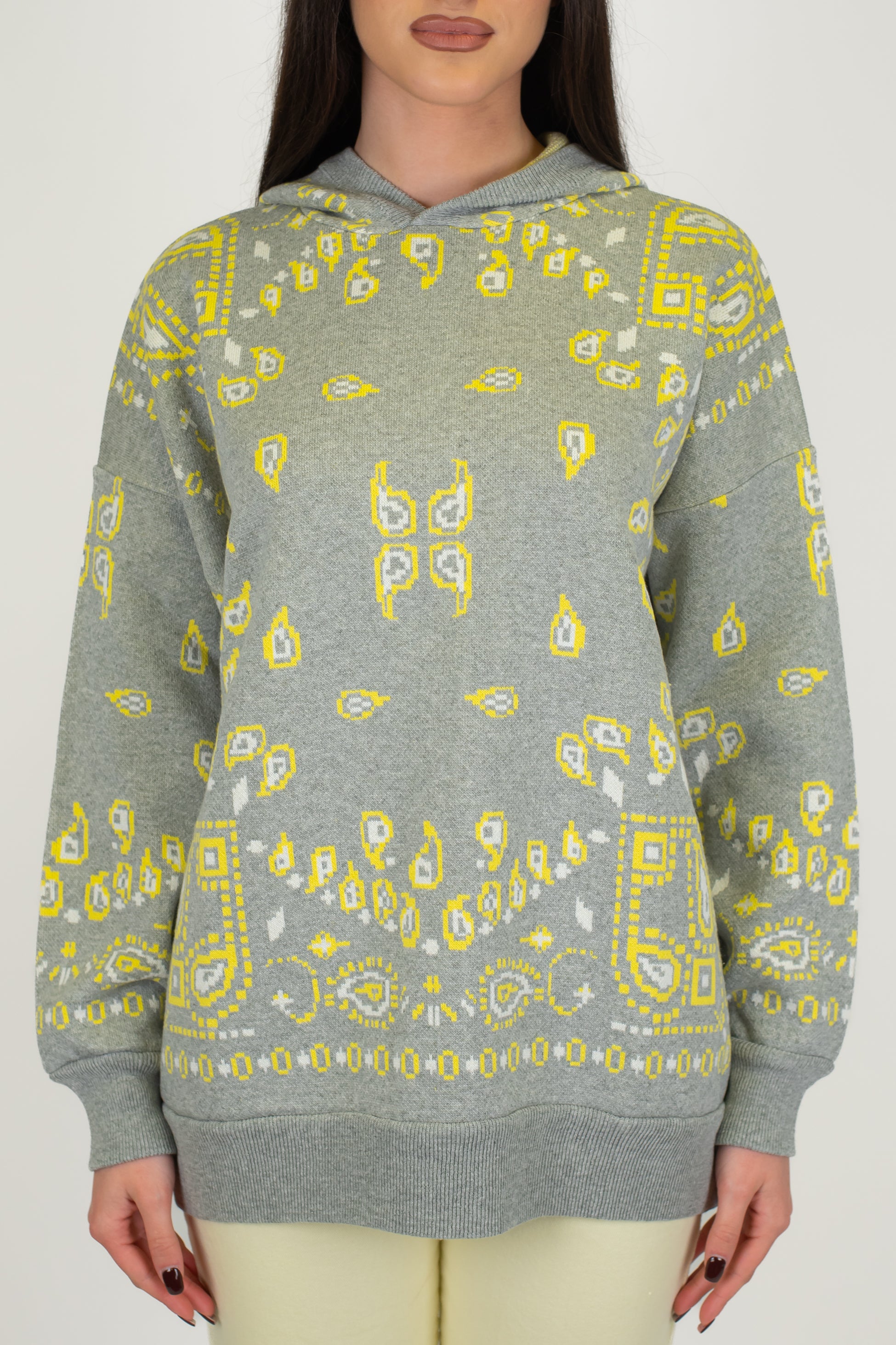 Motel - Maglia in cotone fantasia bandana con cappuccio