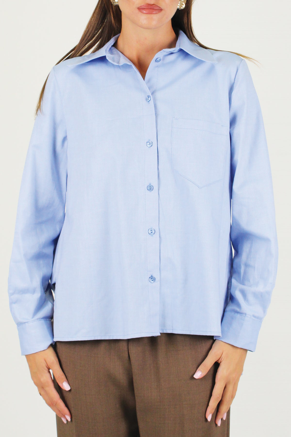 Motel - Camicia fantasia Oxford puntinata con taschino