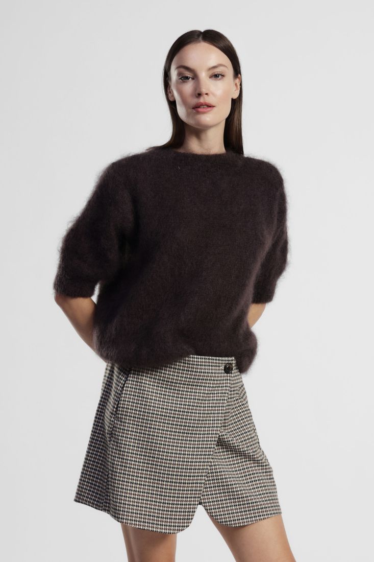 Dixie - Maglia girocollo con manica 3/4 in kid mohair